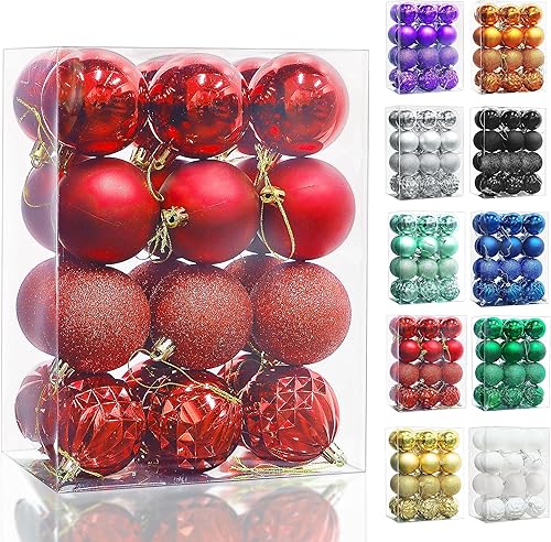 Miniatura 99 de Lulu Home Adornos de esferas para árbol de Navidad, 34 unidades, esferas colgantes Dorado