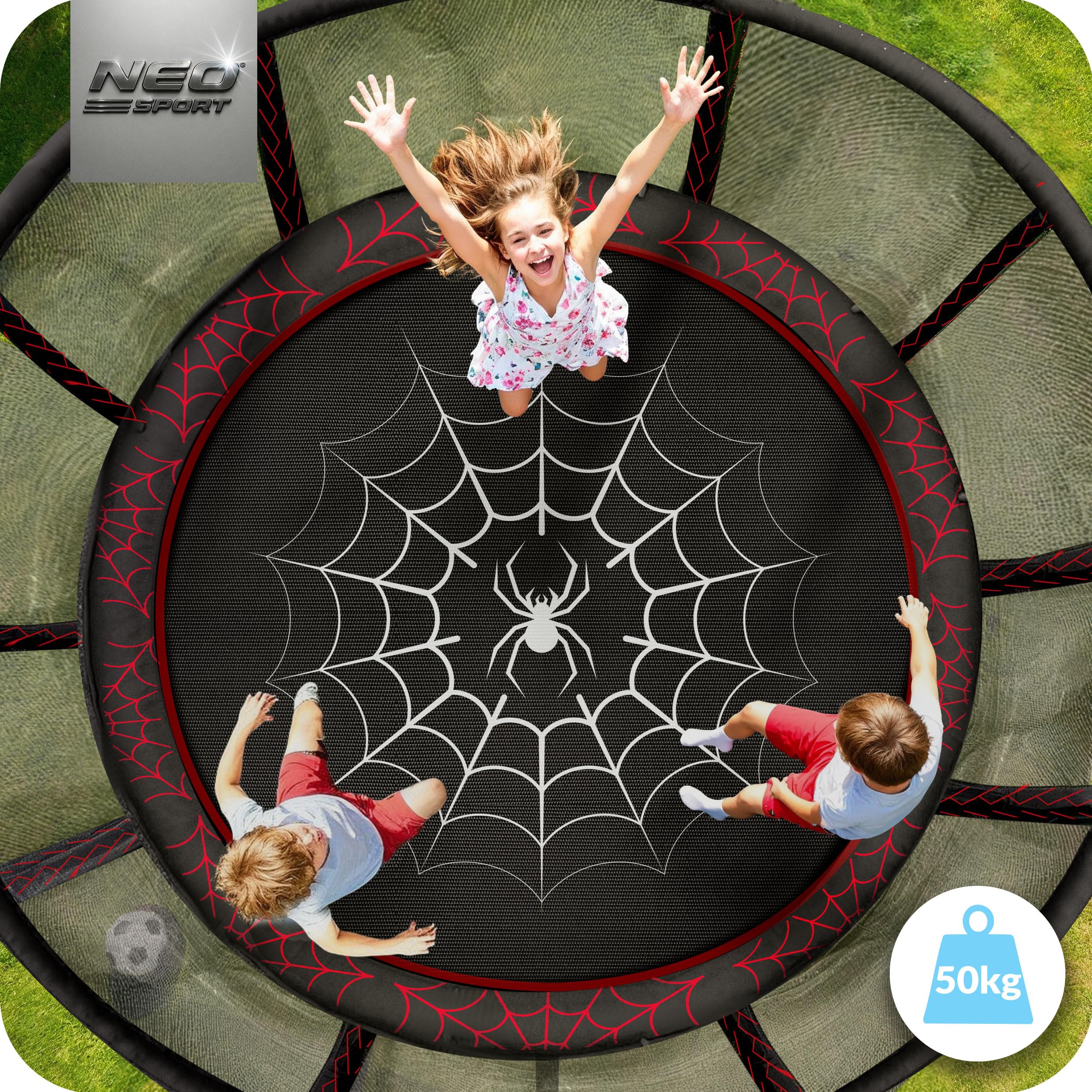 Neo-Sport Trampolin Outdoor Kinder Gartentrampolin Sicherheitsnetz Innen Leiter Gepolsterte Stangen Wetterfest Rostfre