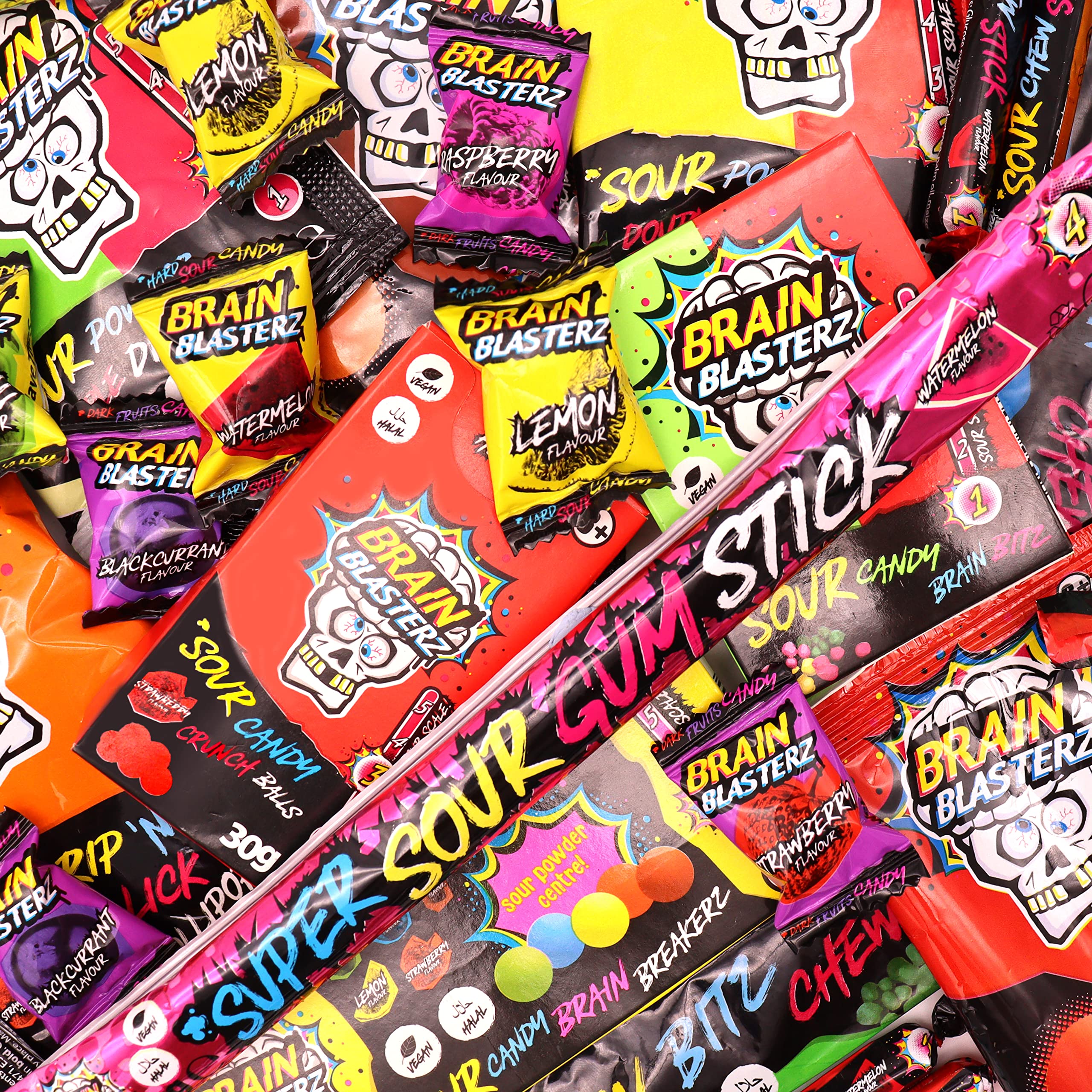 Brain Blasterz Super Sour Sweets MEGA Gift Box Hard Sour Candy, Sour