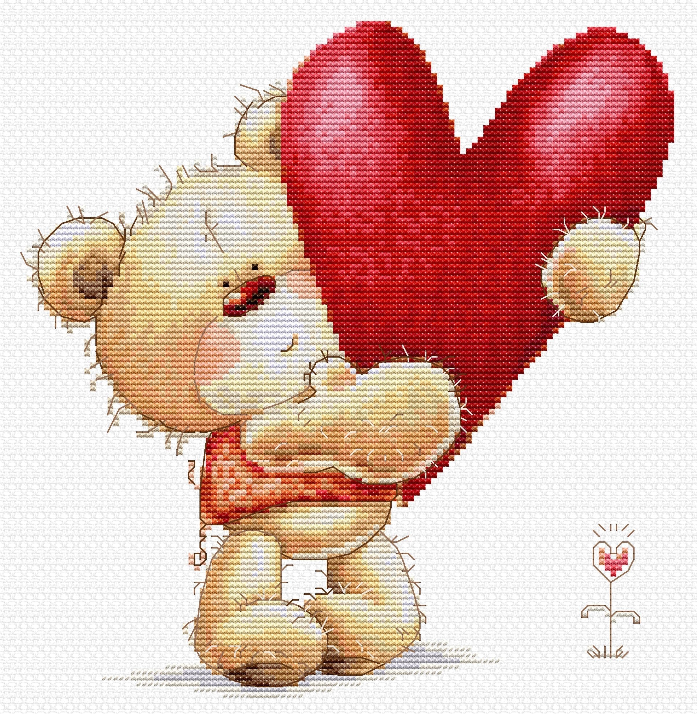 Luca-S Cross Stitch Kit Big Heart, B1422, Counted Cross Stitch Kit for Adults, Needlecraft and Embroidery Kit