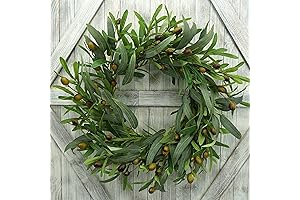 Artificial Green Olive Wreath, 20 Inch Realistic Greenery Olive Wreath with Olive...