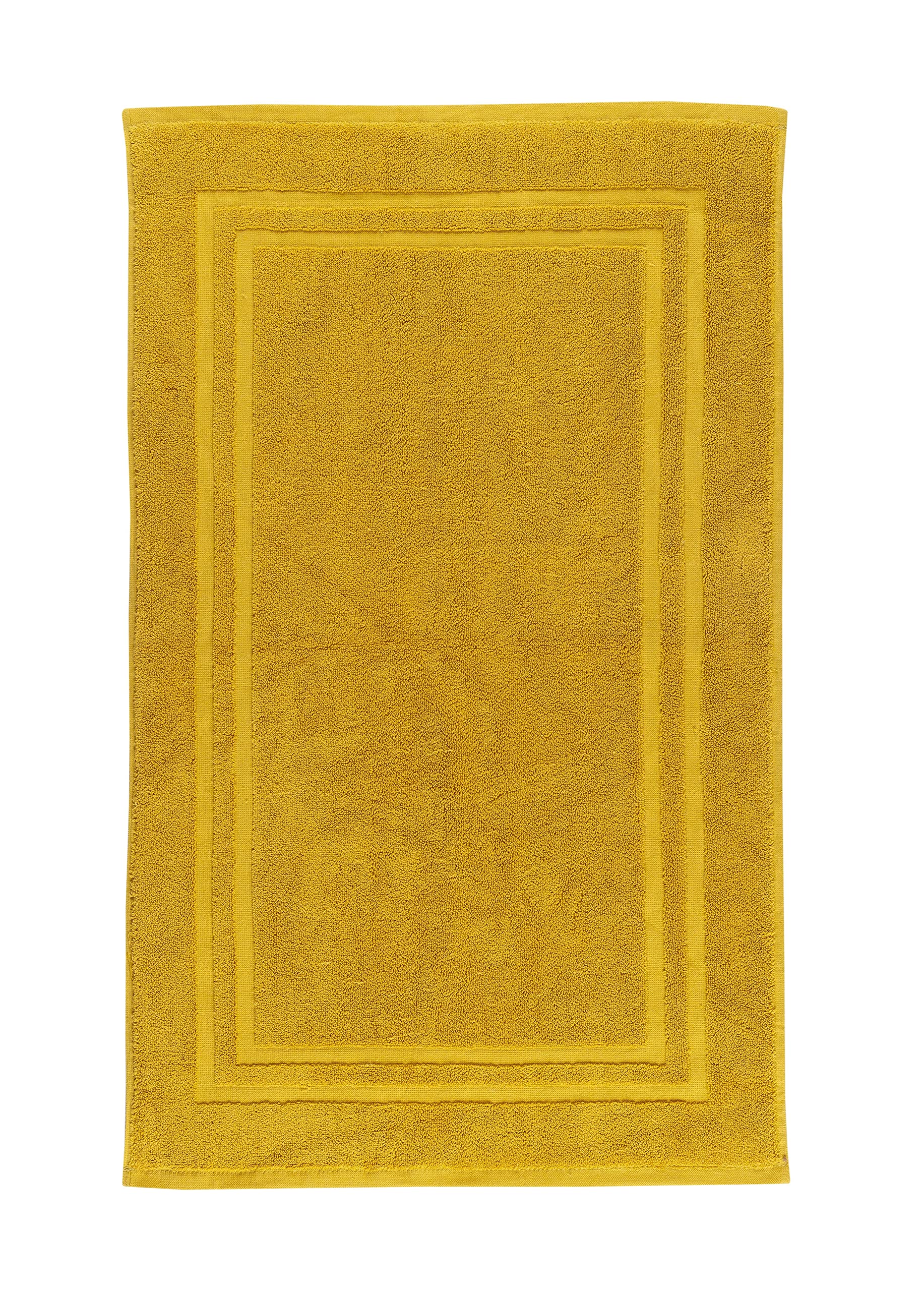 La Maison 100% Cotton Super Soft and Absorbent Bath Mat Shower Mat 50cms x 80cms Hotel Frame Stripe Border (Mustard) โ image 1