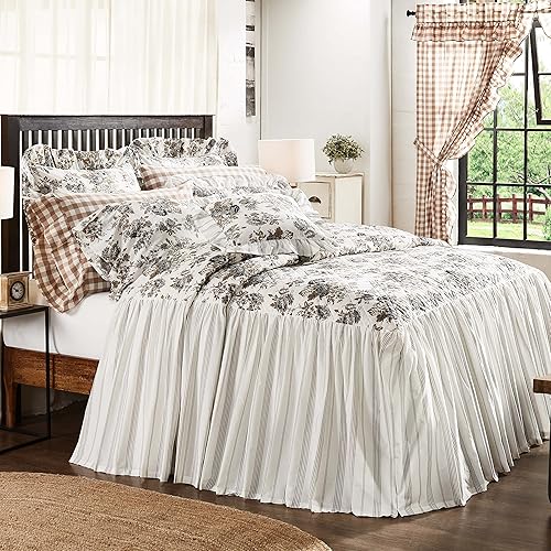 VHC Brands Annie Portabella Floral Queen - Colcha con volantes 80x60+27