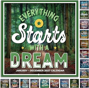 2027 Wall Calendar 12 Months Motivational Calendar 2027, Jan - Dec 2027 | Wall Calendar 2027, 12" x 24" Open, Thick Glossy Paper, Hanging Holes, Large Blocks, Perfect Organizer - Motivational
