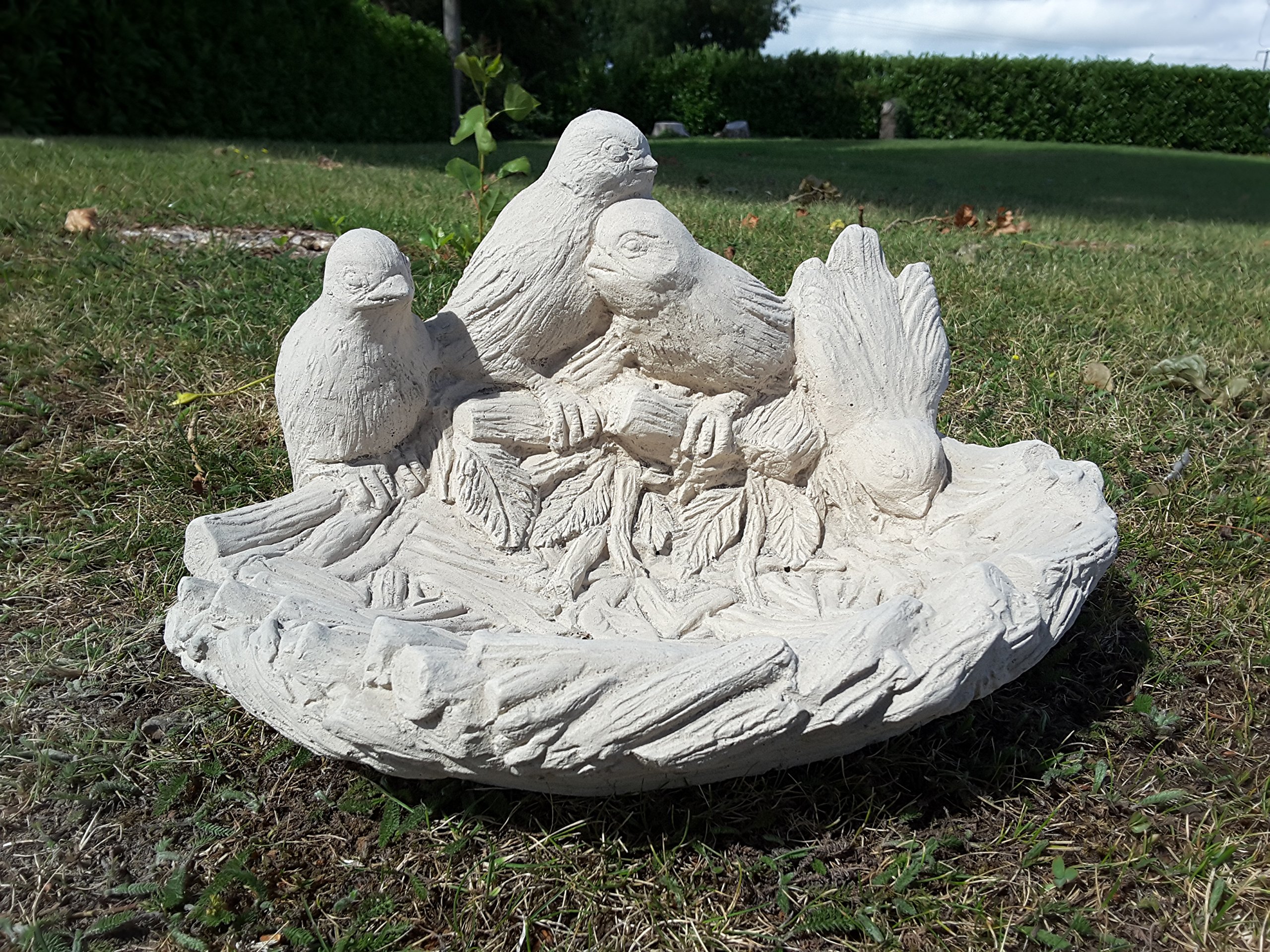 neilsstonecraftStone Bird Bath Bowl Top Birds In a Nest