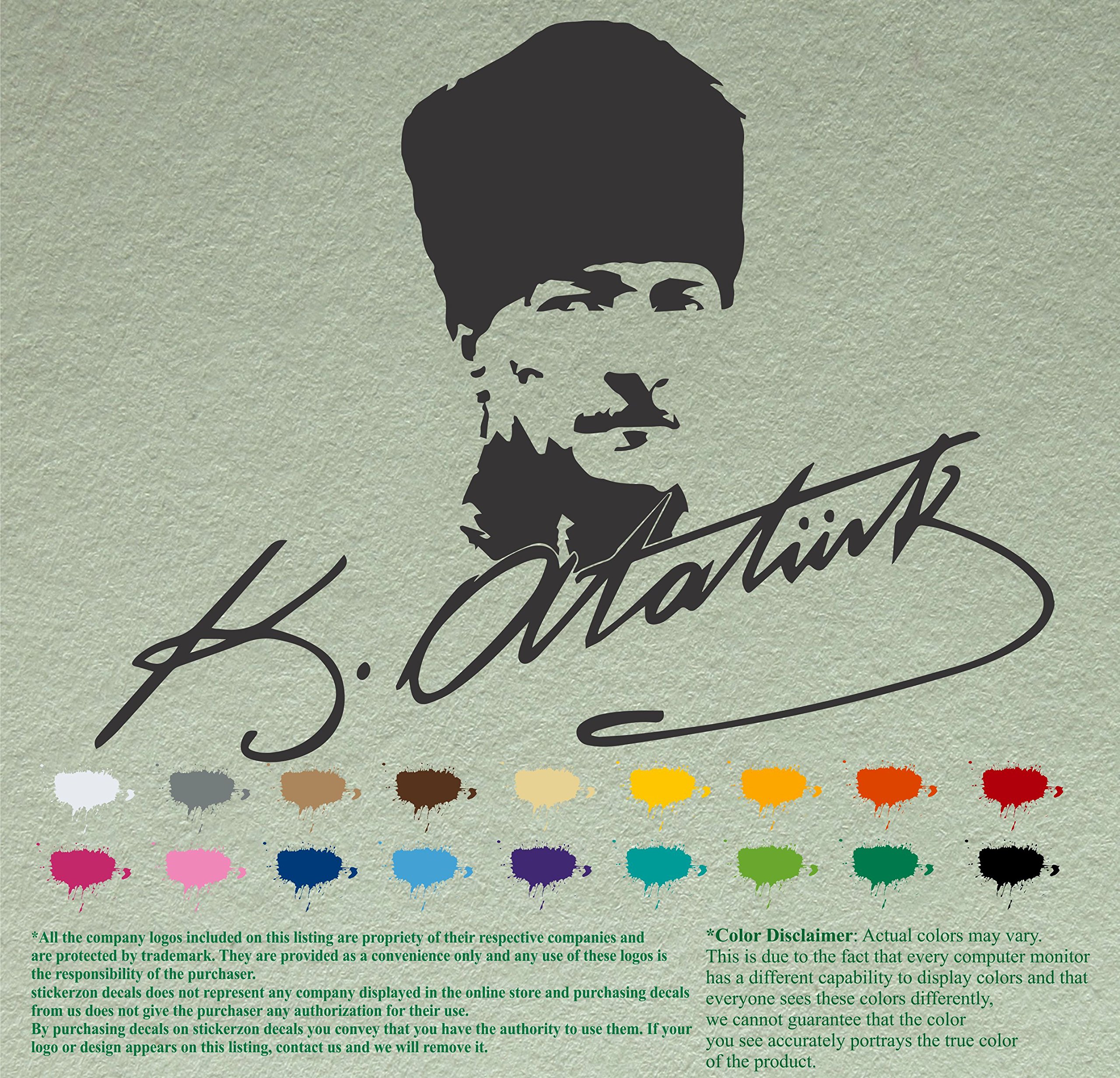 Narnuga Gazi M.Kemal Atatürk Signature Sticker Auto Sticker Black 15 Cm P 871843980