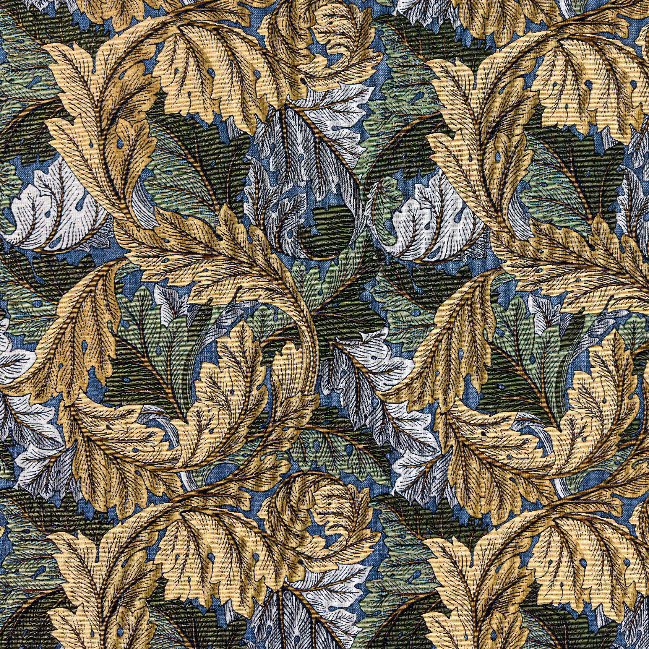 Glamour Secrets Blue Tapestry Fabric William Morris Acanthus Leaf Azure Upholstery Fabric Material Metre