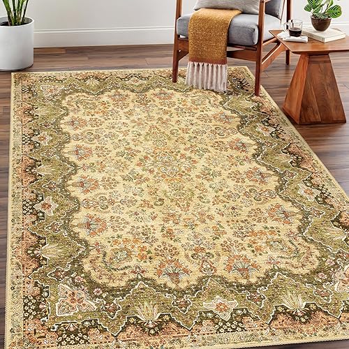 Vista 112 de Alfombras pequeñas de 2 x 3 pulgadas para entrada, alfombra bohemia verde para baño, pasillo, alfombra de cocina vintage, antideslizante, lavable