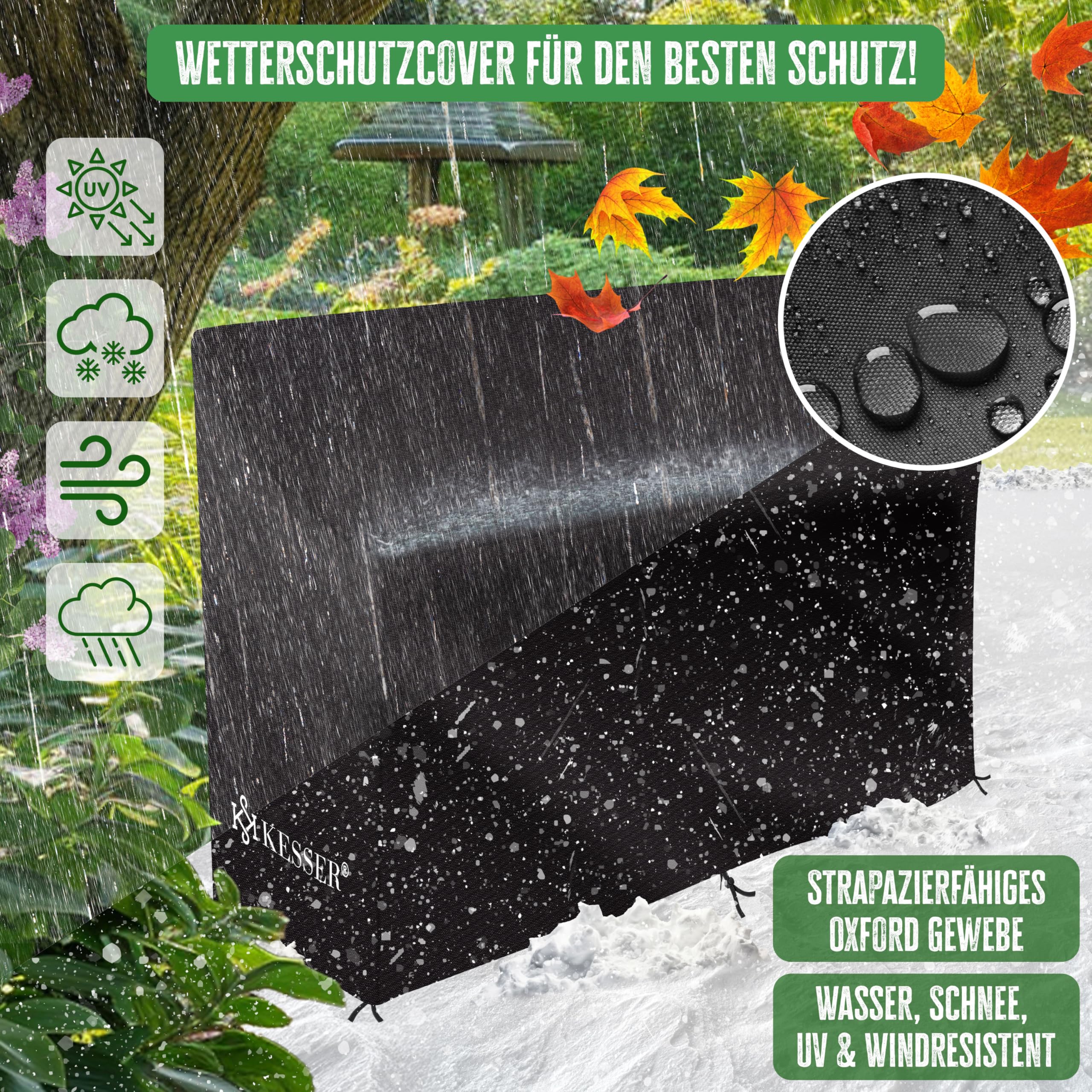 KESSER® Panca da giardino in polyrattan, resistente alle intemperie, resistente ai raggi UV e portata fino a 320 kg, 125 x 62 x 90 cm, mobili da giardino con braccioli ergonomici, per 2 persone,