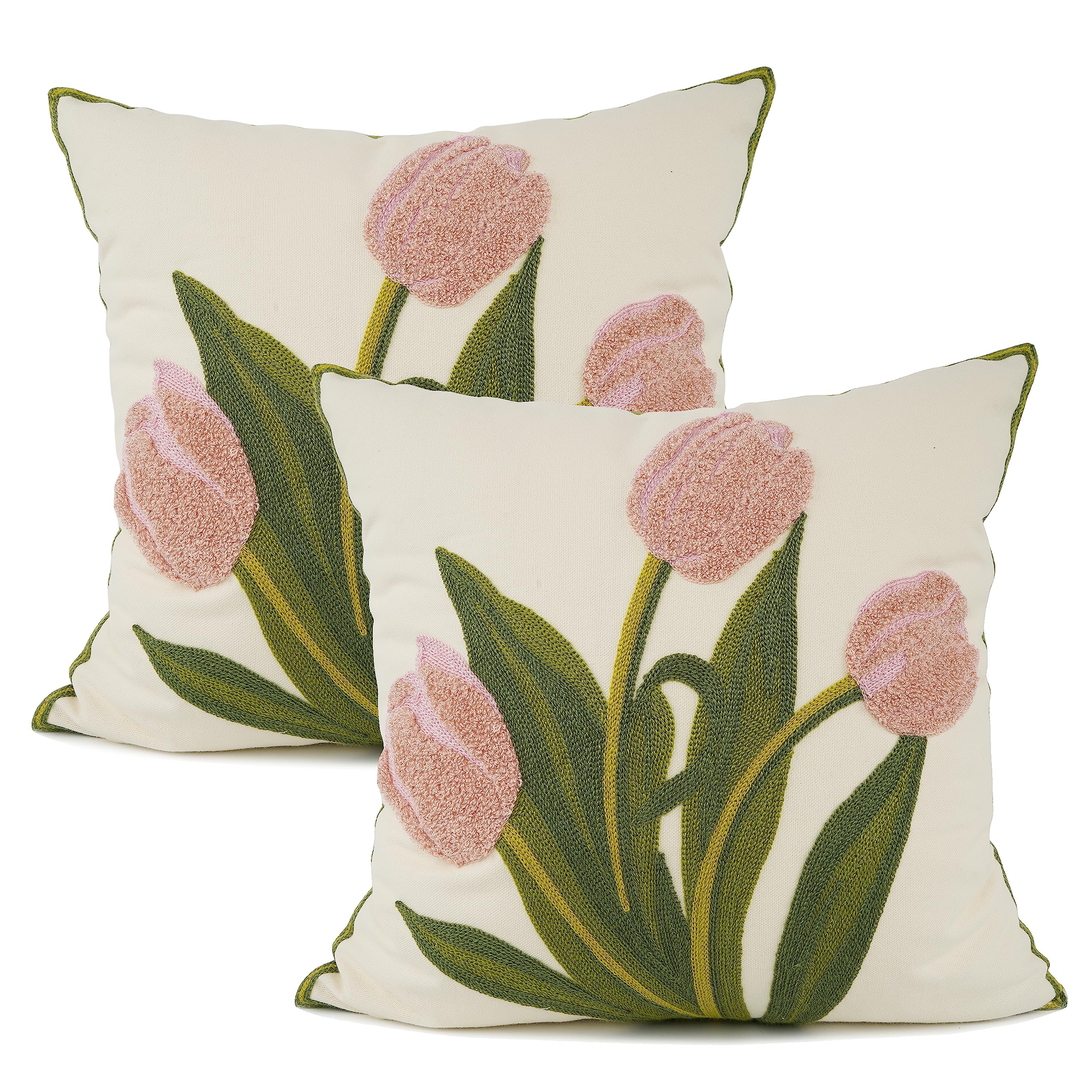 Embroidered Farmhouse Floral Pillow Covers