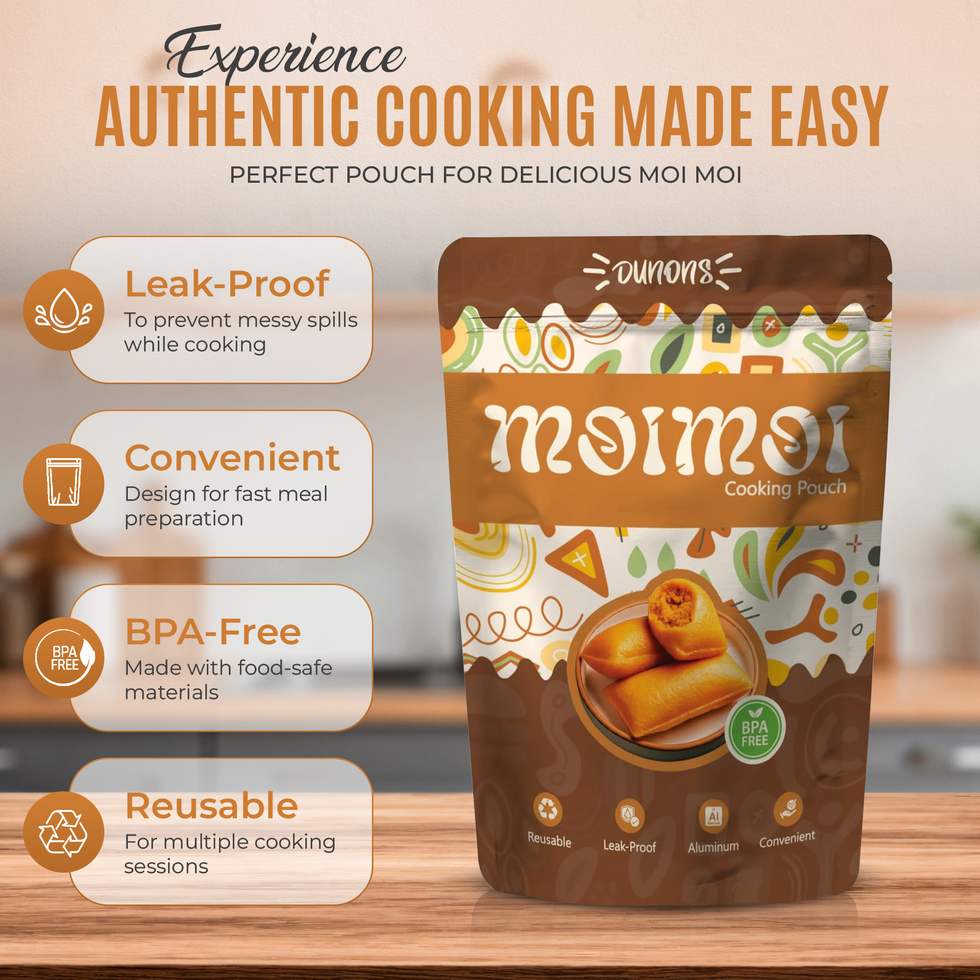 Moimoi Dunons Moi Moi Cooking Pouch (Pack of 100) - Non-Toxic BPA-Free