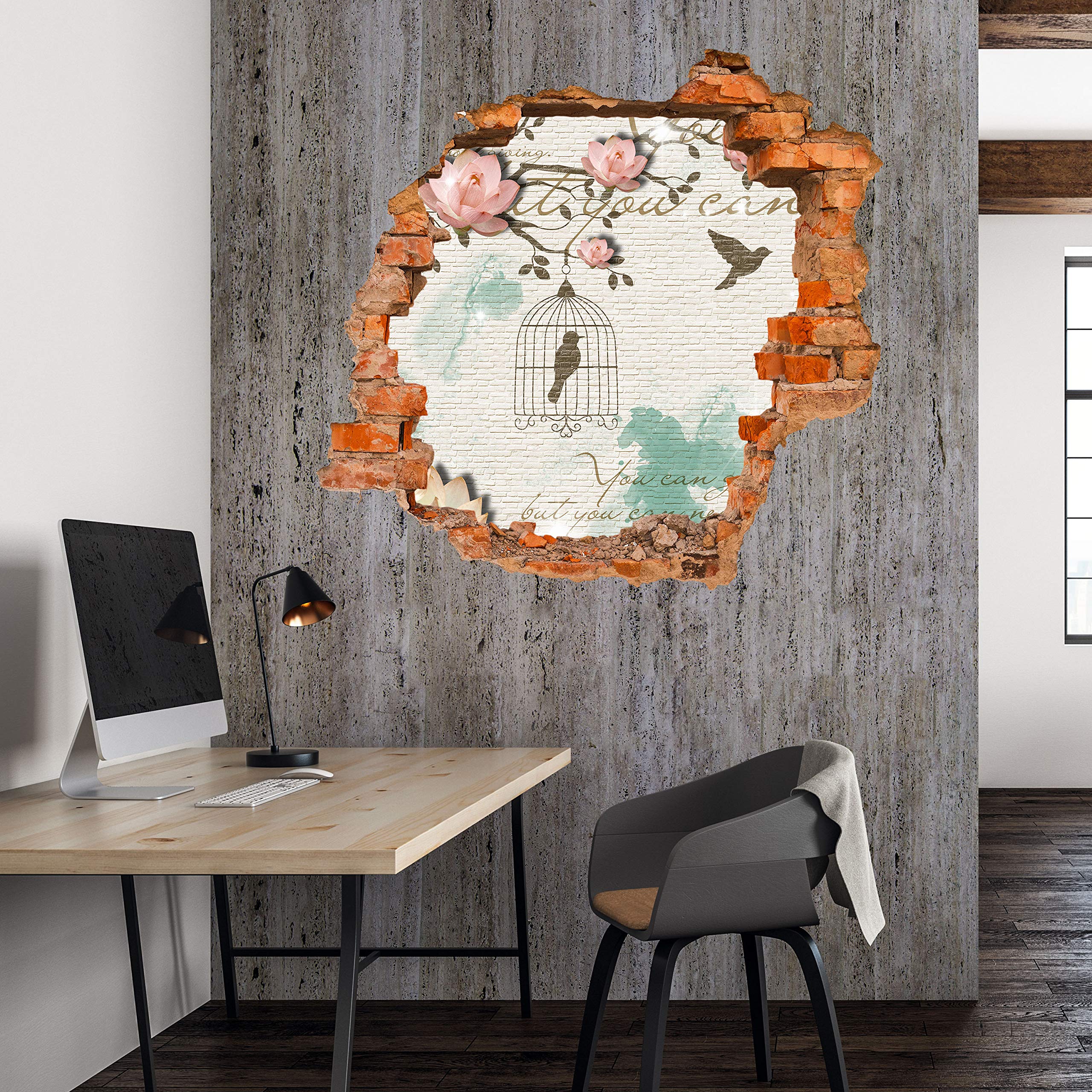 Wandmotiv24 Papiers Peints Clinker - Oiseau Vintage Brillant L 300 X