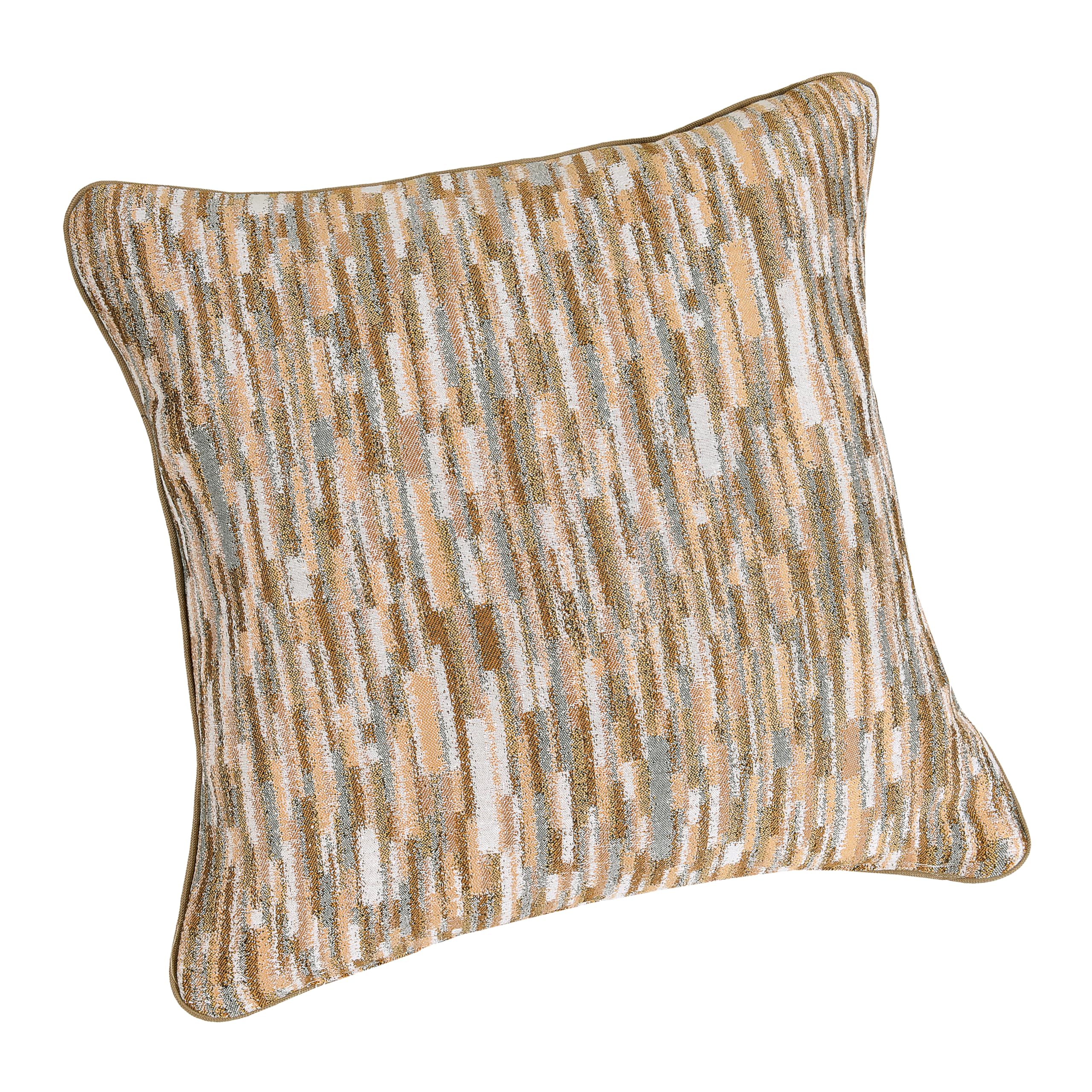 Coussin upcyclé LINDER ocre, tissu tissé en France chic 45x45