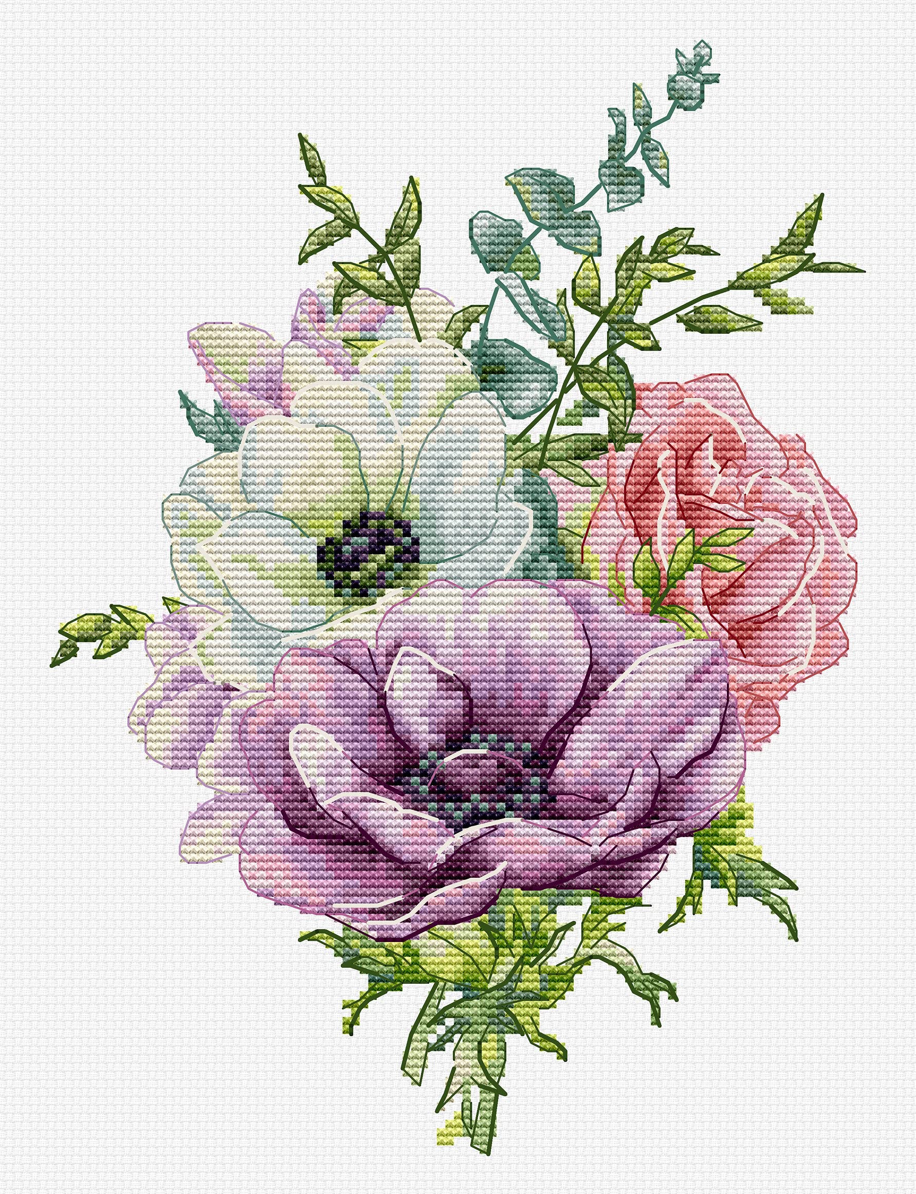 Luca-S Cross Stitch Kit Anemone, B7017