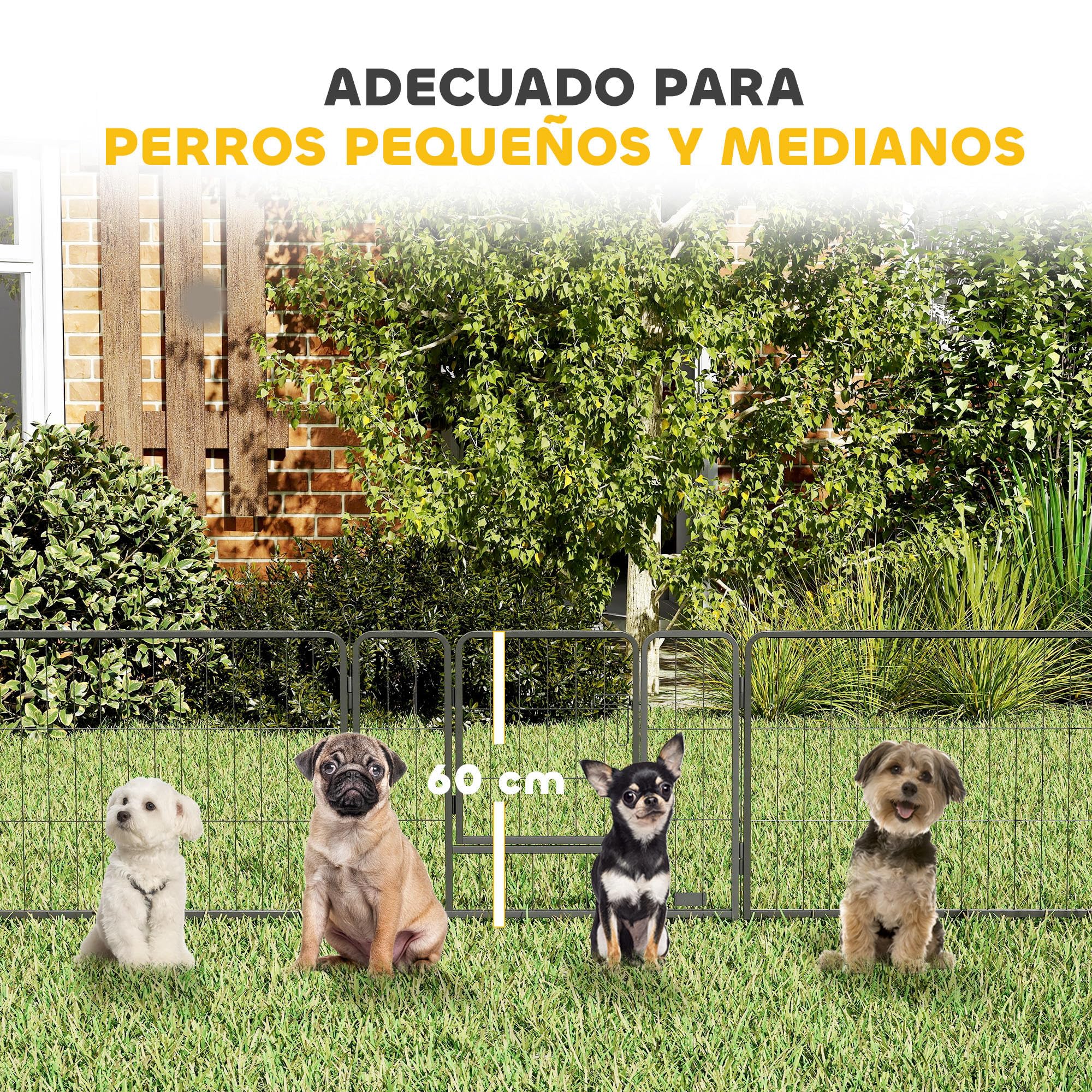 PawHut Parque para Perros Vallas para Mascotas de 12 Paneles 80x60 cm con 2 Puertas con Pestillo Corralito para Perros Pequeños de Acero para Interior y Exterior Gris