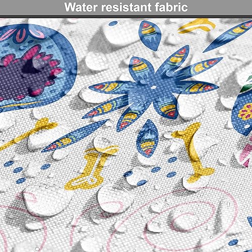 Miniatura 6 de Ambesonne Tela Cinco de Mayo por The Yard, patrón cultural de huesos y flores, tela decorativa para tapicería y detalles del hogar, 1 yarda, azul