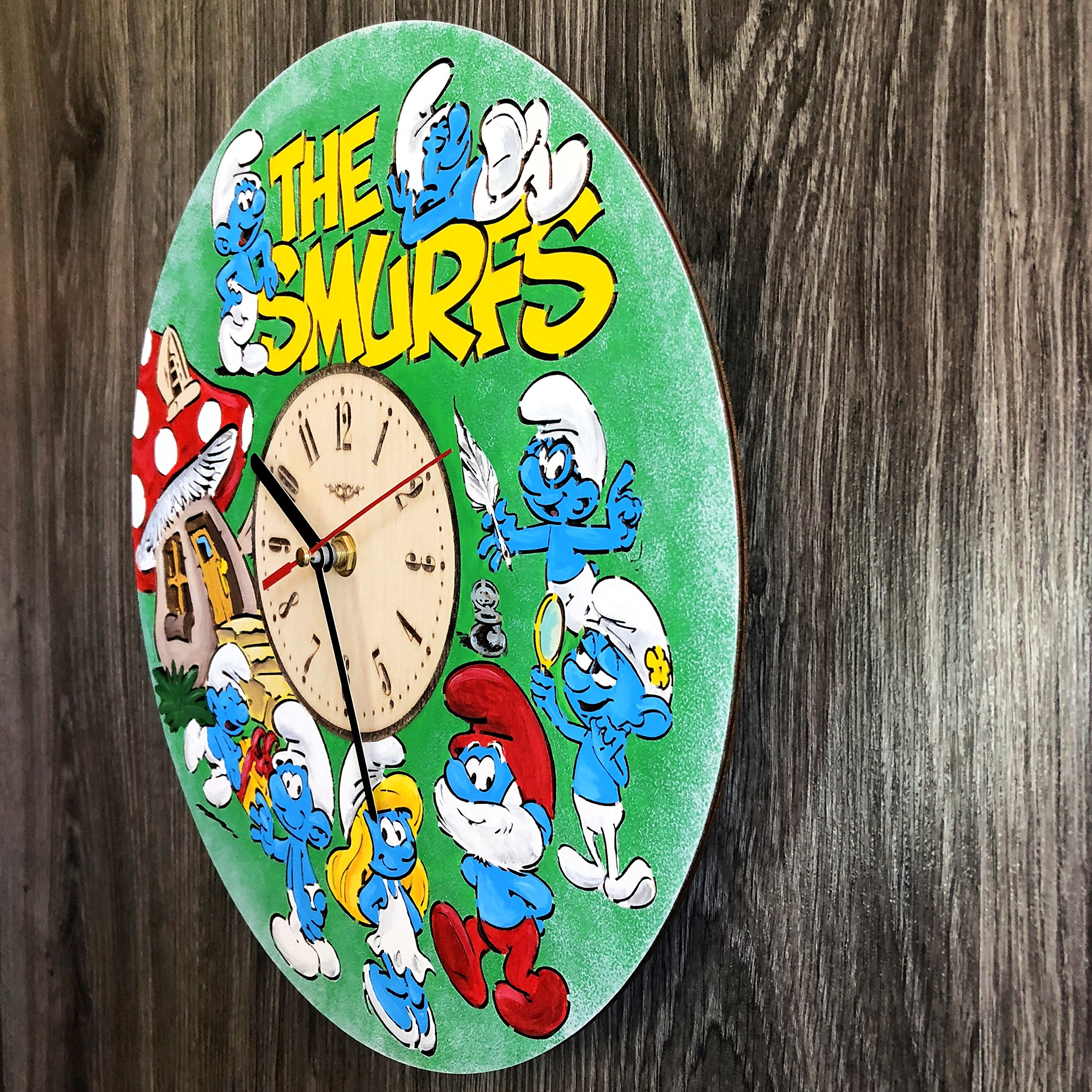 Amazon.co.jp: The Smurfs スマーフ木製掛け時計ー完璧で美しく作られ