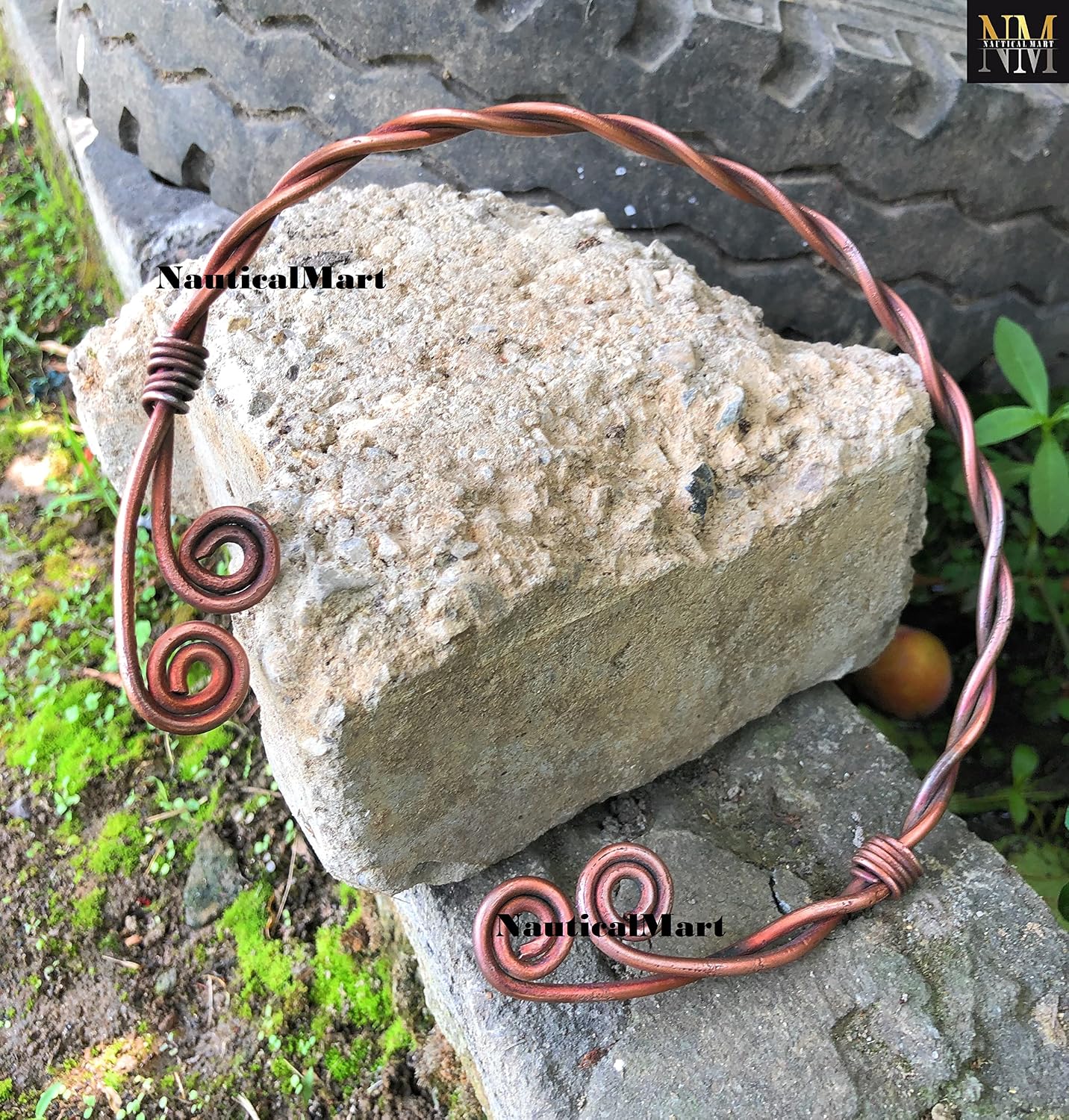 NauticalMart Medieval Braided Torc Necklace Hand Forged Iron Viking Torc Pagan Fashion Jewelry Nordic Torc Traditional Celtic Torq Torque Necklace for Halloween Party Cosplay Costume