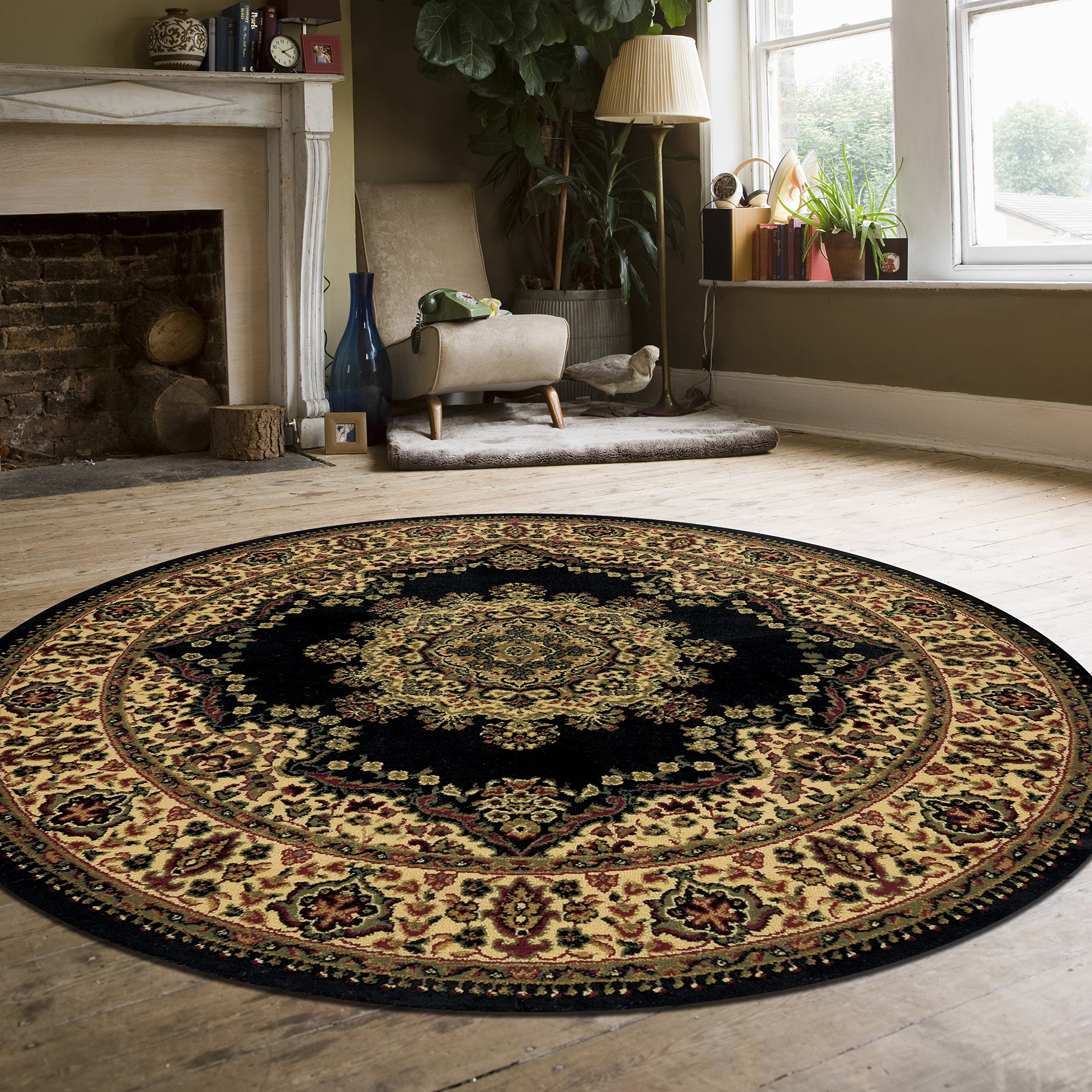 Radici USA, us home, RAE2P1191/2255/BLACK 1191 Castello Area Rug 5'3 Round Black