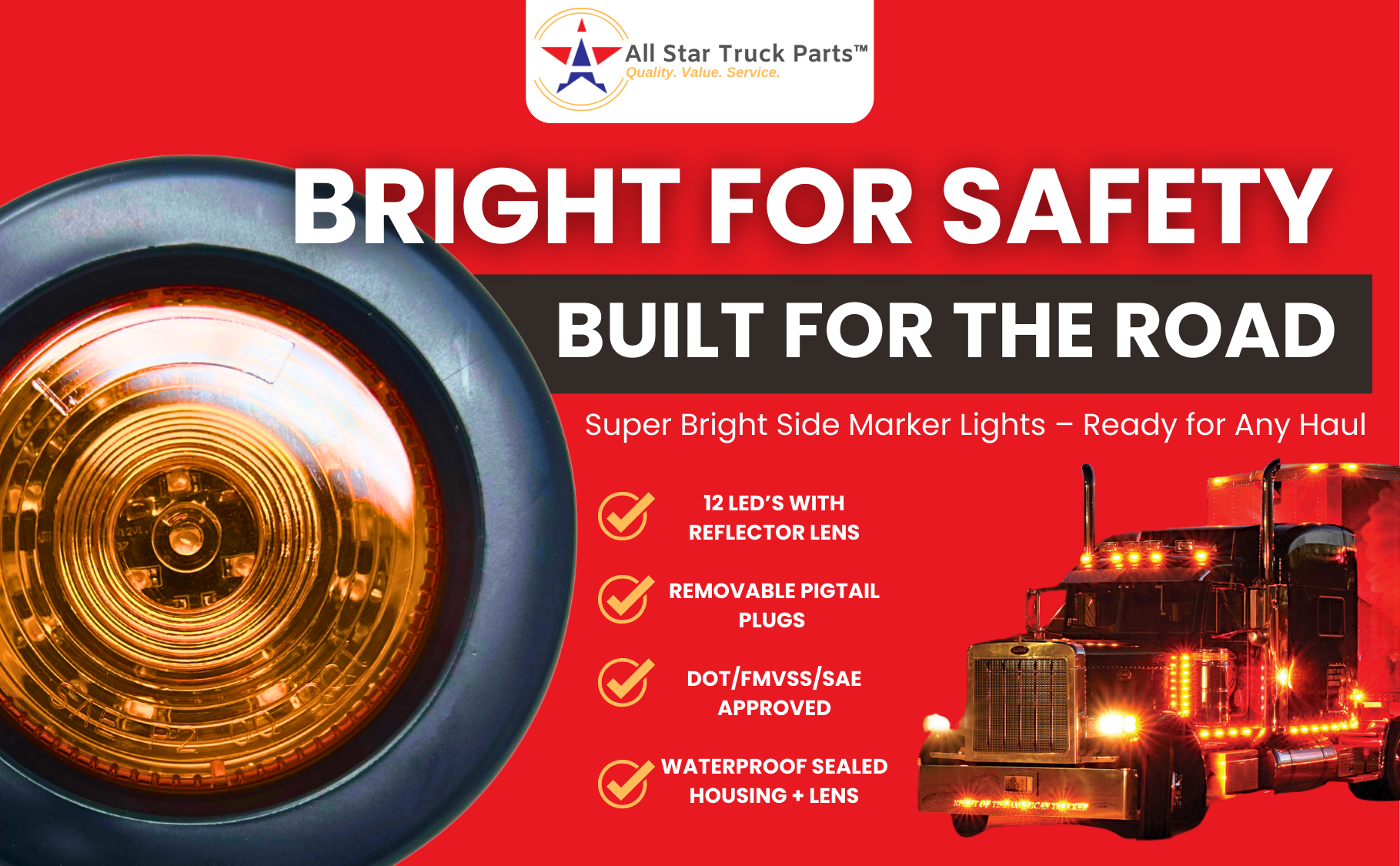 2 Round Red/Red Trailer Marker Lights | LED Clearance - 4 Pack