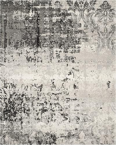 Miniatura 3 de SAFAVIEH Retro Collection - Alfombra de área de 6 x 9 pies, gris claro y gris, diseño abstracto moderno, no desprende pelusa y de fácil cuidado,