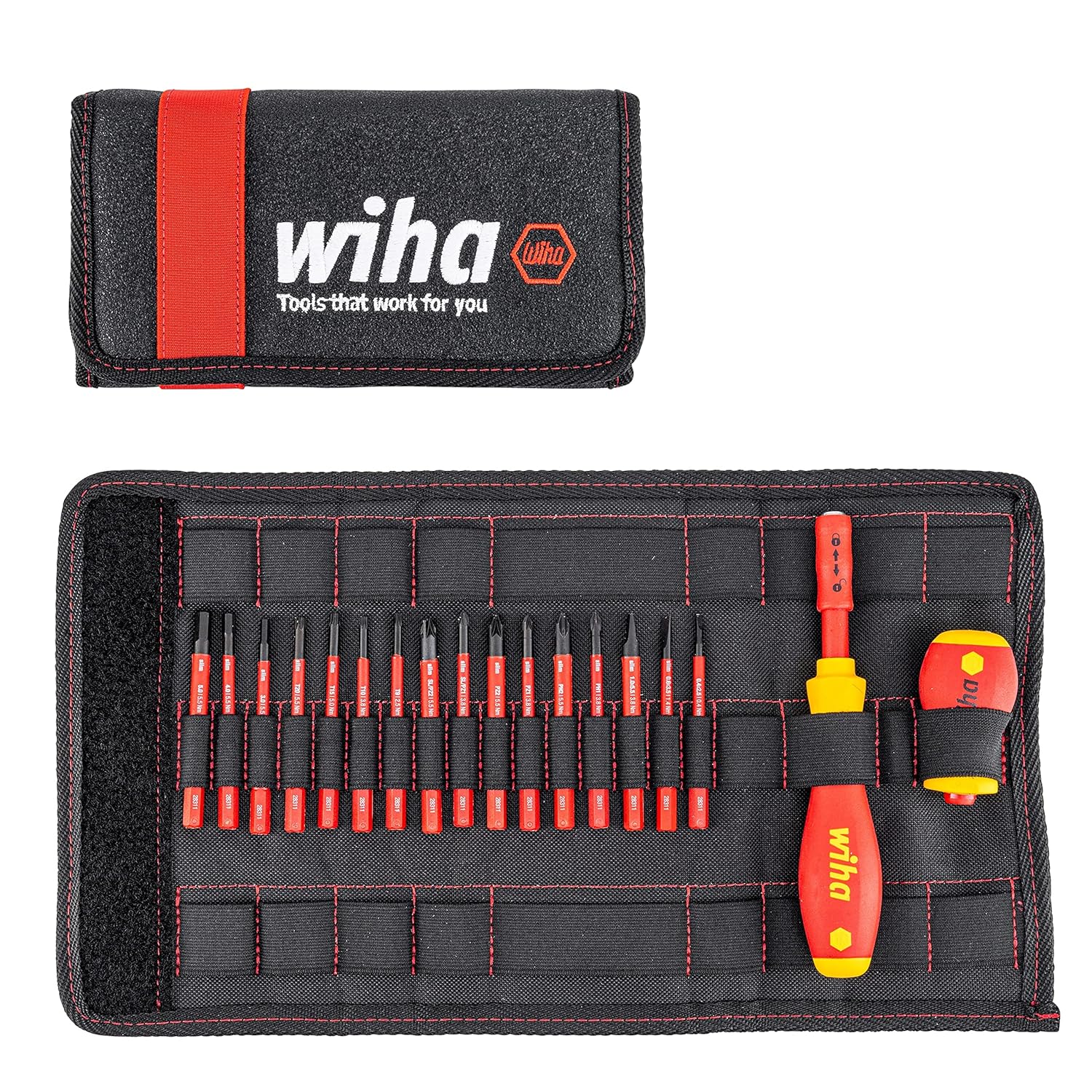 wiha 2831T18, slimVario Screwdriver and Bits Set, with Stubby in bag