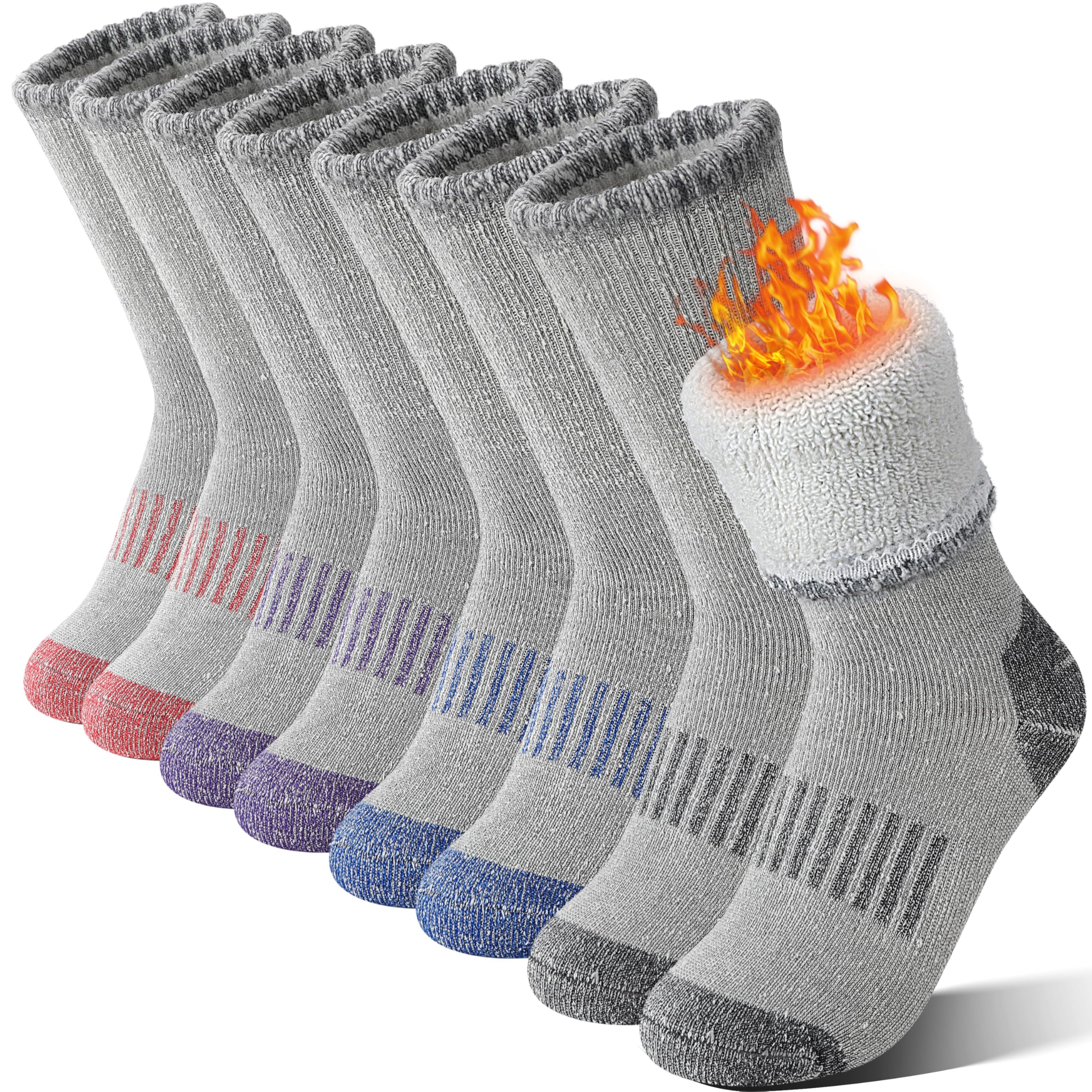 Sandsuced Kids Merino Wool Hiking Socks Girls Boys Toddler Winter Thermal Warm Cozy Boot Thick Cushion Socks 4 Pairs