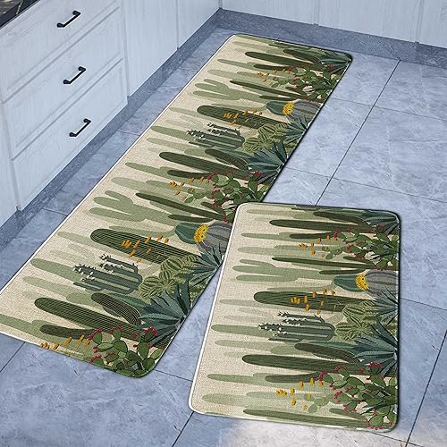 Miniatura 10 de Juego de 2 tapetes de cocina con patrón de mármol, antideslizantes, lavables, para cocina (17 pulgadas de ancho x 30 pulgadas de largo x 17 pulgadas