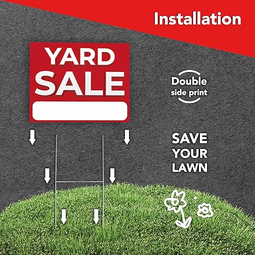 Miniatura 4 de Señales de venta de patio de 3 PC con estacas, 12x16 DS Coroplast Rummage Sale Signs