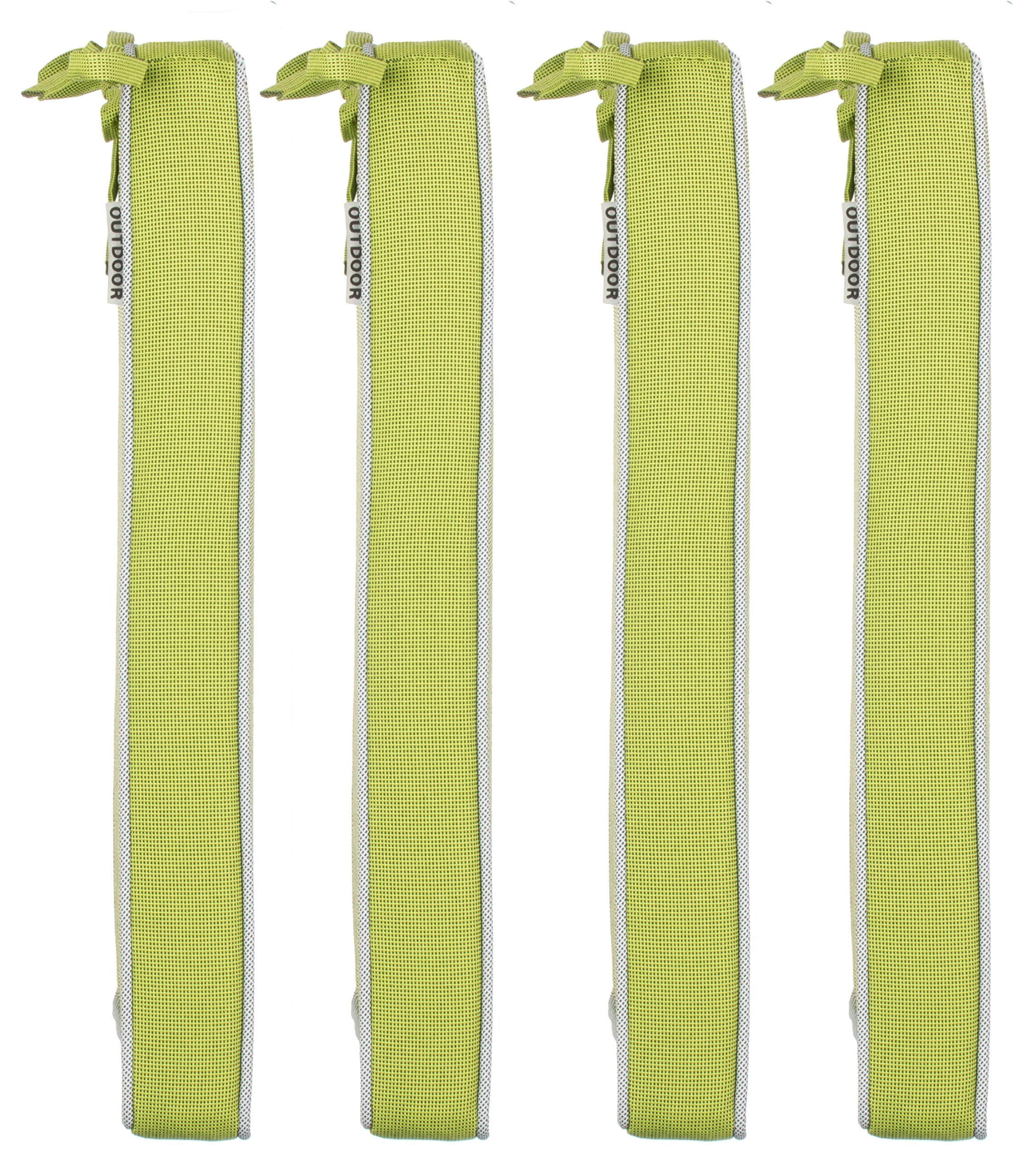 Brandsseller Set de 4 Cojines de asiento 40x40x4 cm – Cojine para silla repelente al Agua y las Manchas con Cintas de Sujeción y Ribete – interior y exterior – Cocina,Terraza, Jardín – Verde