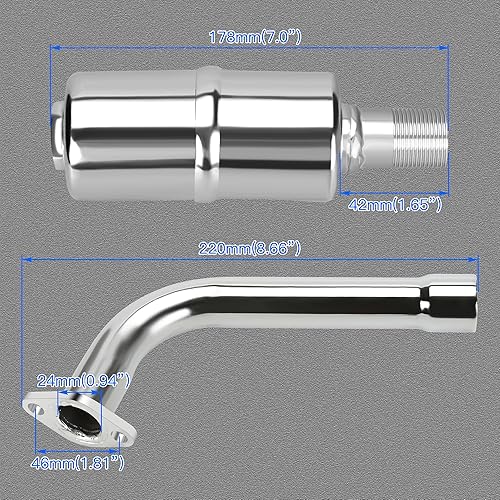Miniatura 6 de YOXUFA Kit de silenciador de tubo de escape mejorado para Non-Hemi Predator 212cc GX160 GX200 Coleman KT196 Baja Warrior MB200 196cc 6.5hp