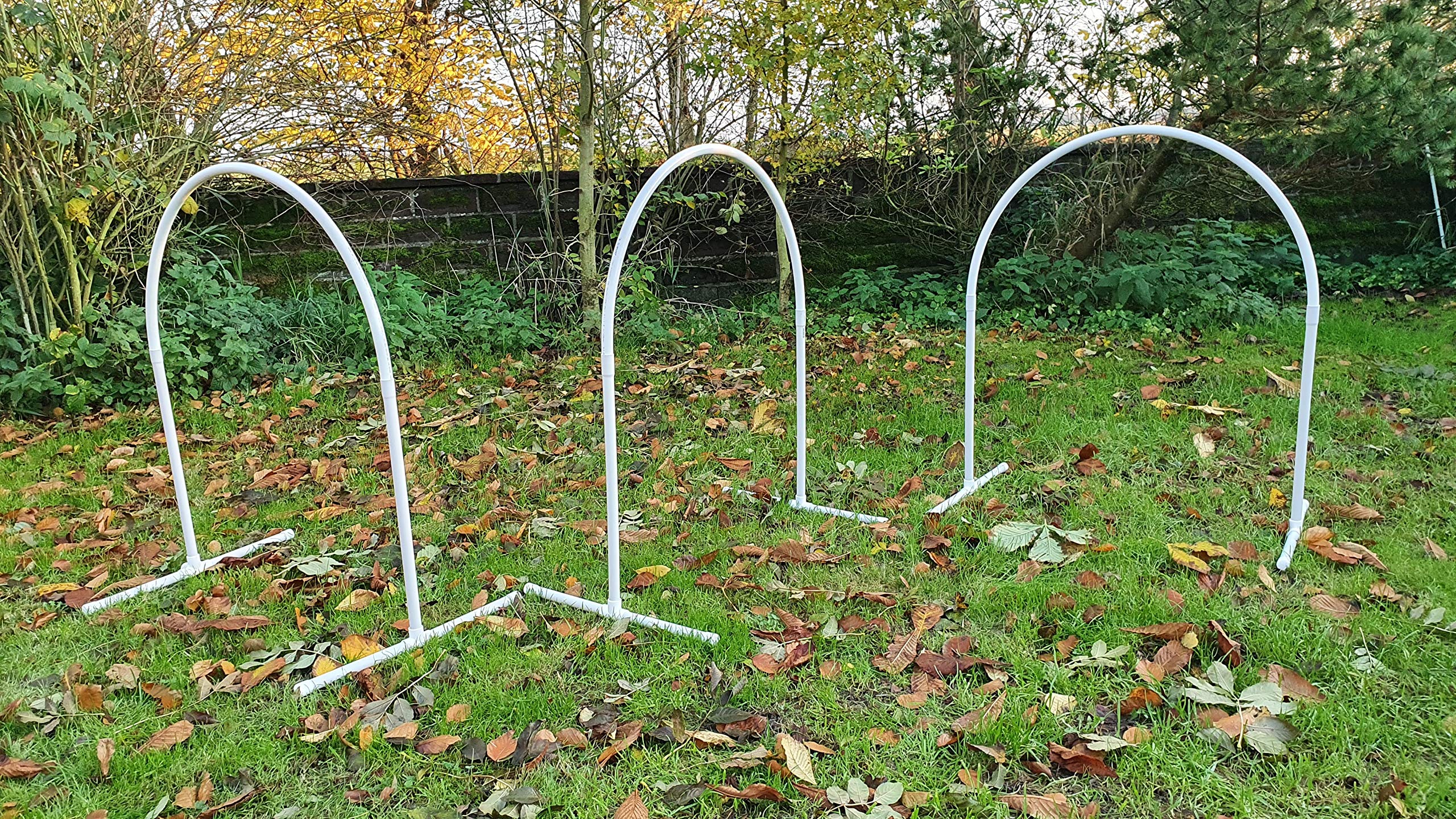 Set 3 x NADAC Hoopers Bogen/VDH-KONFORM/Hoop/Hoops/Fun Hoopers Agility Bogen mit Ständer/PVC weiß/grau