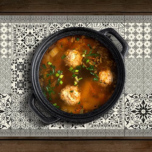 IRI-GIRI Salvamanteles decorativos y caminos de mesa de cocina que se calientan hasta 300 F, antideslizantes, lavables a mano y convenientes para