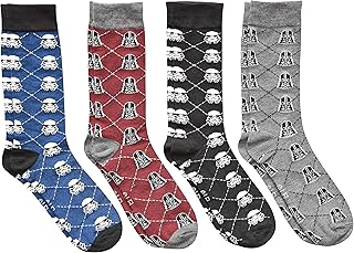Darth Vader/Stormtrooper Argyle Men's Crew Socks 4 Pair Pack