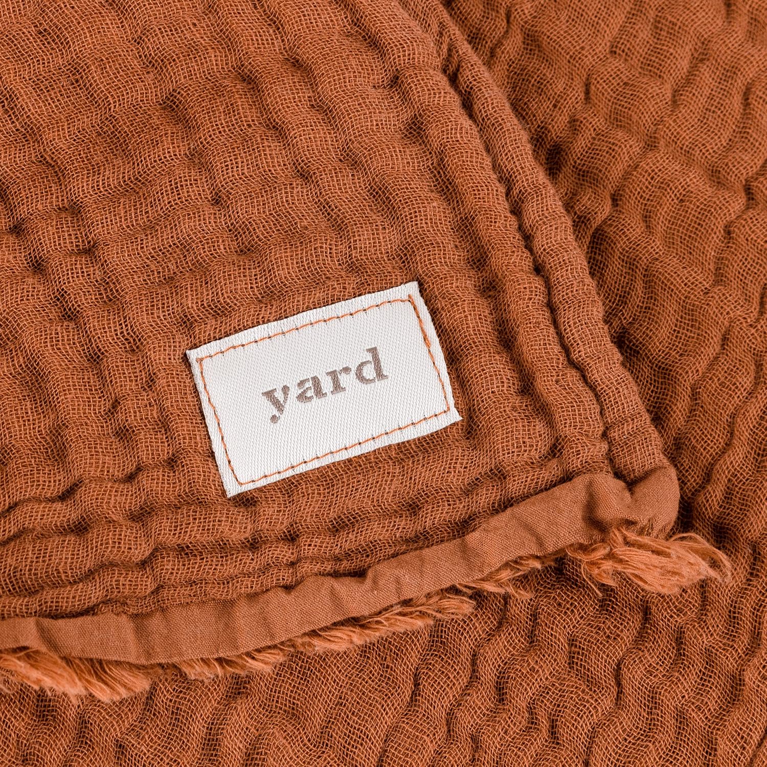 Yard Lark Cotton Crinkled Throw (180cm x 130cm) (Pecan)
