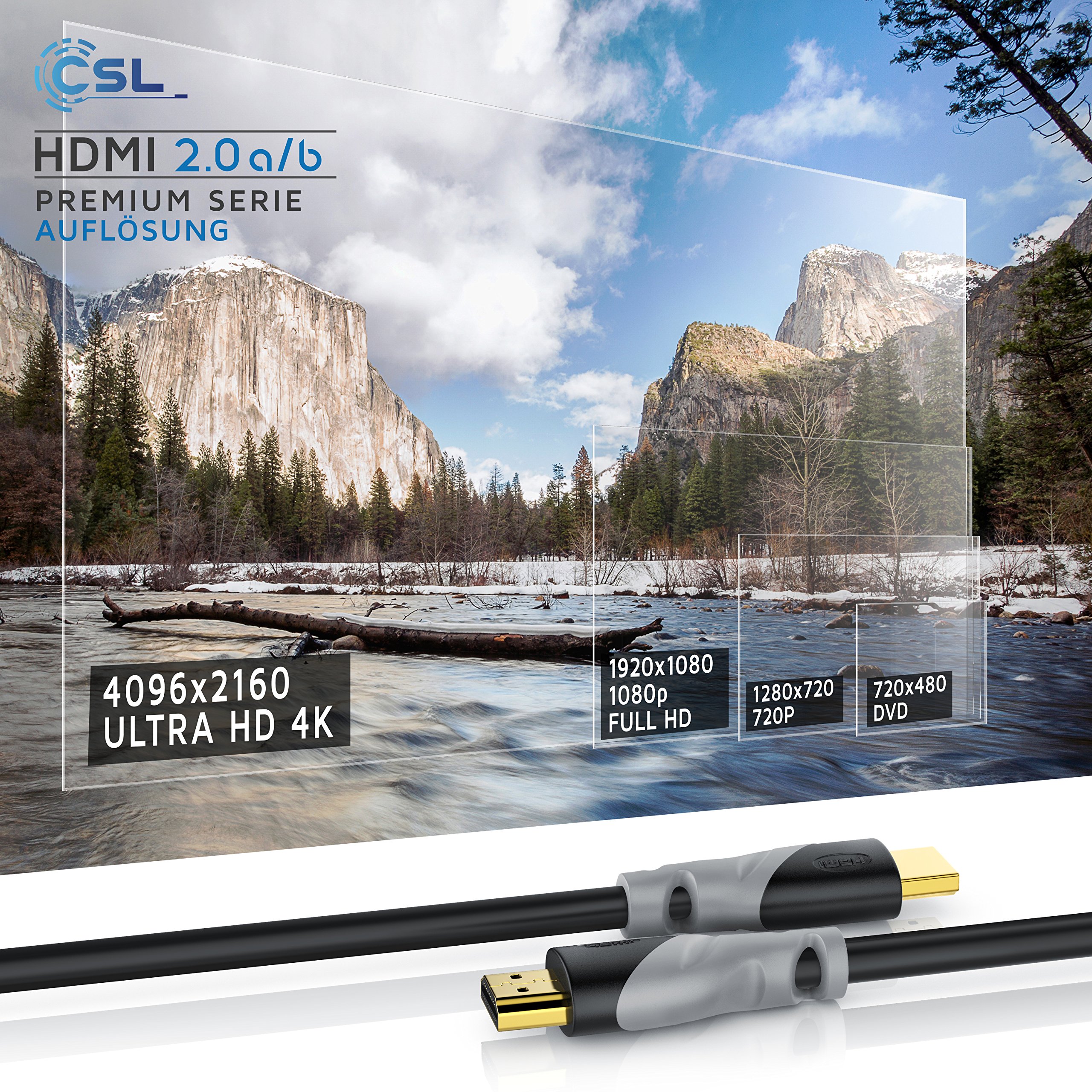 CSL - 4m 5er-Pack 8k / 4k HDMI Kabel 2.1/2.0-1m - 8K @ 60Hz - 4K @ 120Hz - 48 Gbit/s - 3D - Ultra High Speed mit Ethernet - TV Blu-ray PS5 Xbox Series X Switch - schwarz - 4 Meter