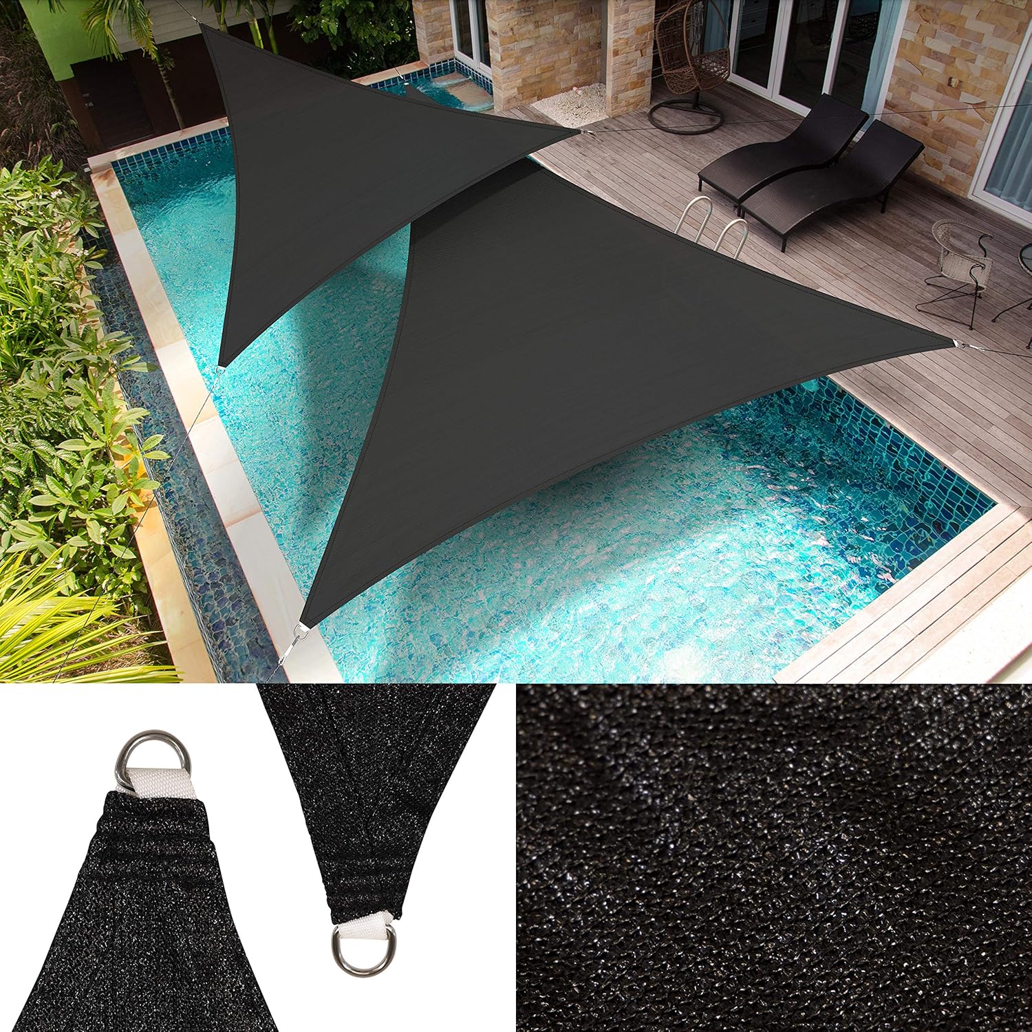 ShadeMart 18' x 24' x 30' Black Sun Shade Sail Right Triangle SM