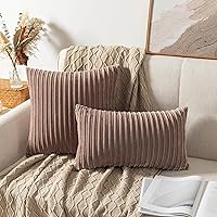 Vista 665 de UGASA - Juego de 2 fundas de almohada de terciopelo a rayas, funda decorativa para cojín con cremallera oculta para el hogar, sofá, dormitorio