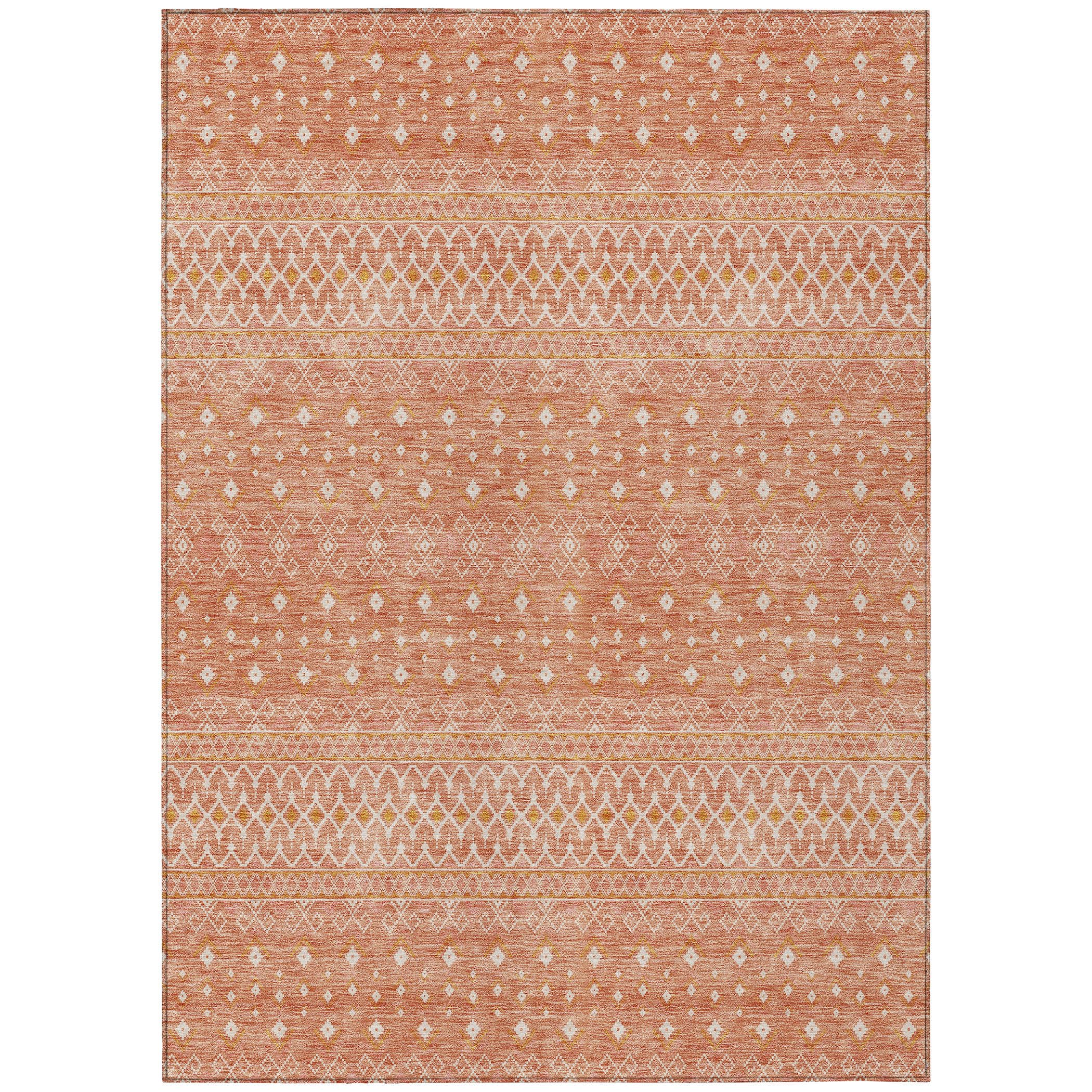 addison rugs chantille acn709 salmon 2'6" x 3'10" indoor outdoor area rug, easy clean, machine washable, non shedding, bedroom, entry, living room, dining room, kitchen, patio rug