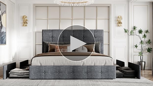 ベッドフレーム 160cm bed frame with drawers Amazon.com: IDEALHOUSE Full Size Bed Frame with 4 Storage