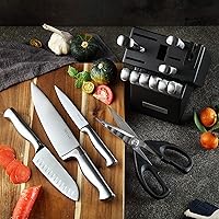 Vista 4 de McCook - Juego de cuchillos, juego de bloques de cuchillos de acero inoxidable alemán con afilador incorporado