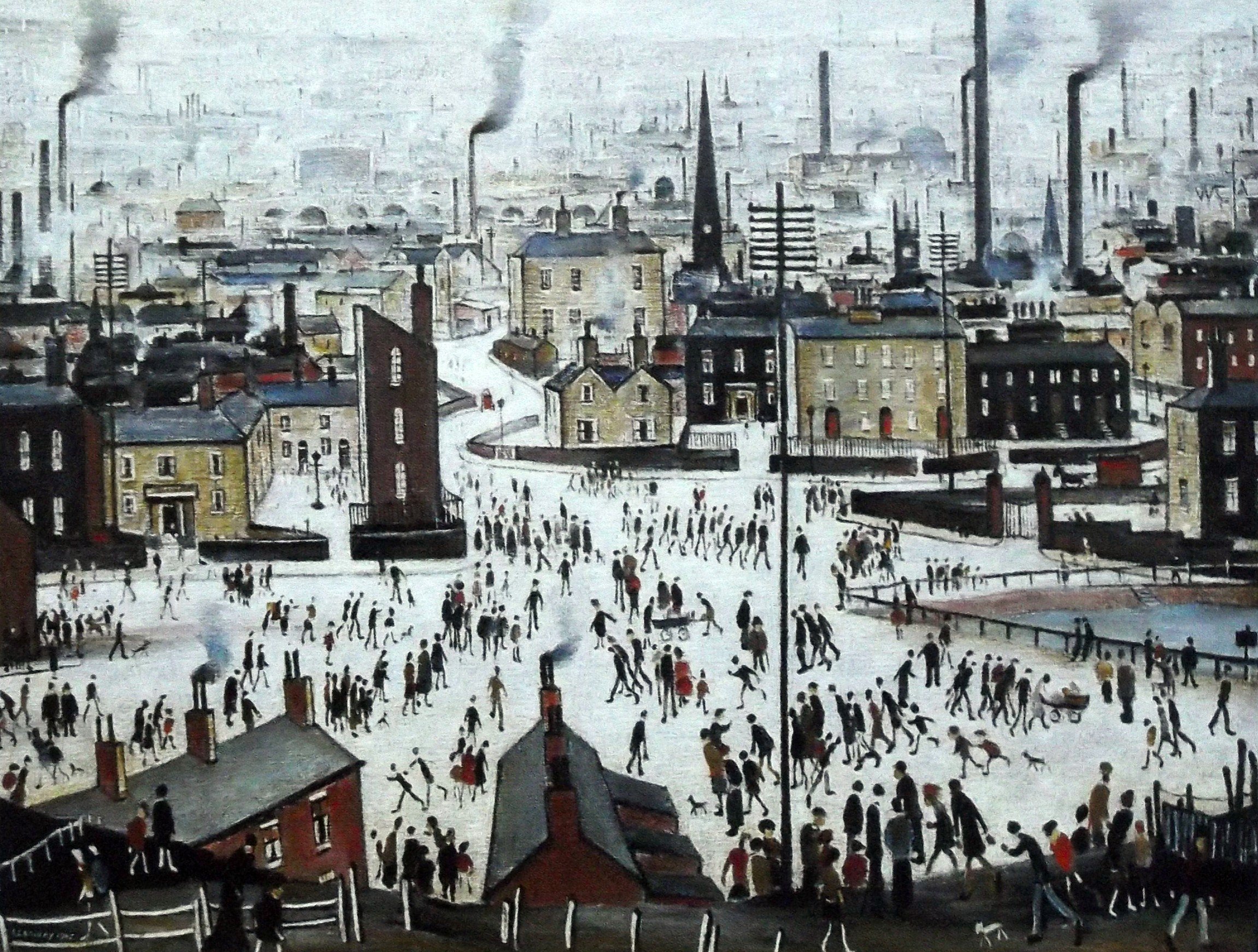 Stateoftheart-Uk Image - A Lancashire Town - Plus Border Authentic L S Lowry Print - 16 X 12Inch
