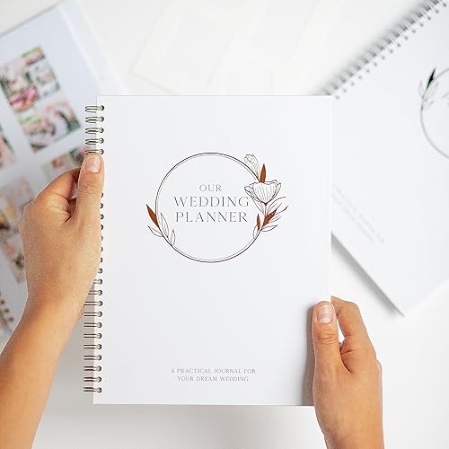 Miniatura 8 de UNITED ESELL Elegante planificador de bodas en relieve de lámina de cobre real, libro de planificación de bodas y organizador para novia, tabla de