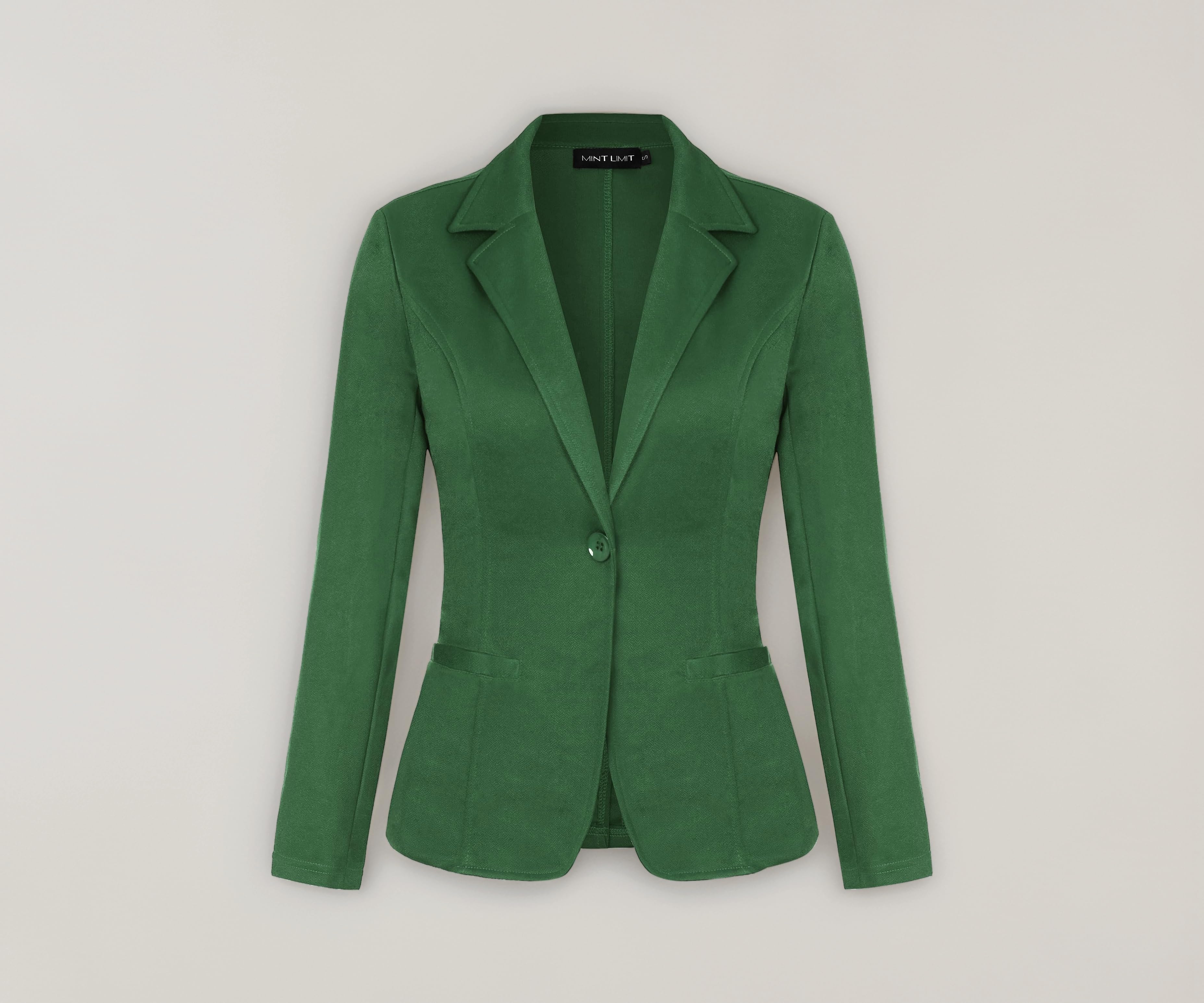MINTLIMIT Women Long Sleeve Button Blazers Work Casual Office Notch Lapel Business Open Front Blazer Jacket with Pockets