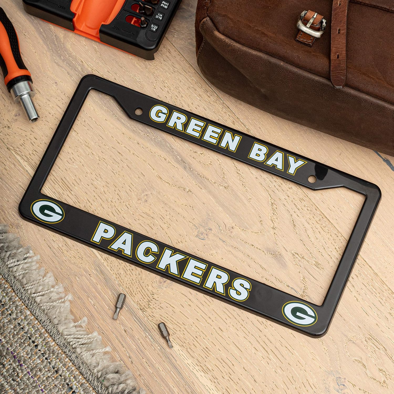 License Plate Frame Cover for Green Bay Packers Fans – Black – 12.25” x 6.25” - Ideal Gift for Sports Fans & Supporters – Slim Design