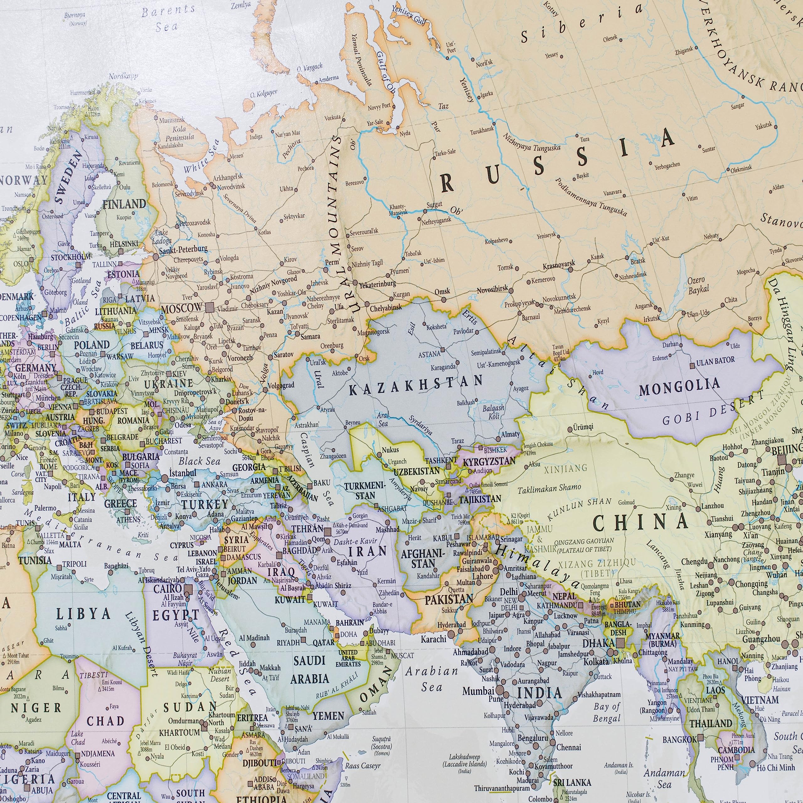 Póster del Mapa Mundi + REGALADO: Un Mapa de España y Portugal | Diseñando Mapas para 50 años | Maps International - Detalles Cartográficos |Colores clásicos