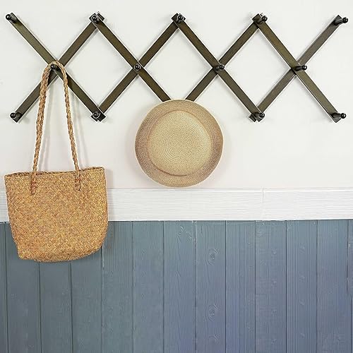 Miniatura 2 de WEBI Perchero de pared de acordeón para pared, perchero de madera expandible montado en la pared, gancho de acordeón para sombreros, gorras, 14