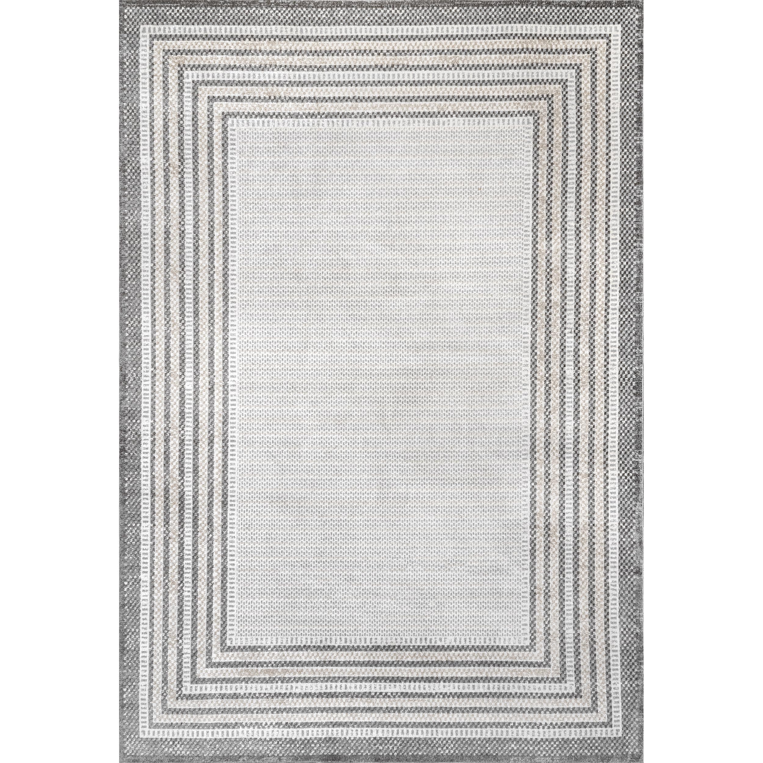 nuLOOM Anya Machine Washable Casual Border Accent Rug, 3' 3" x 5', Grey