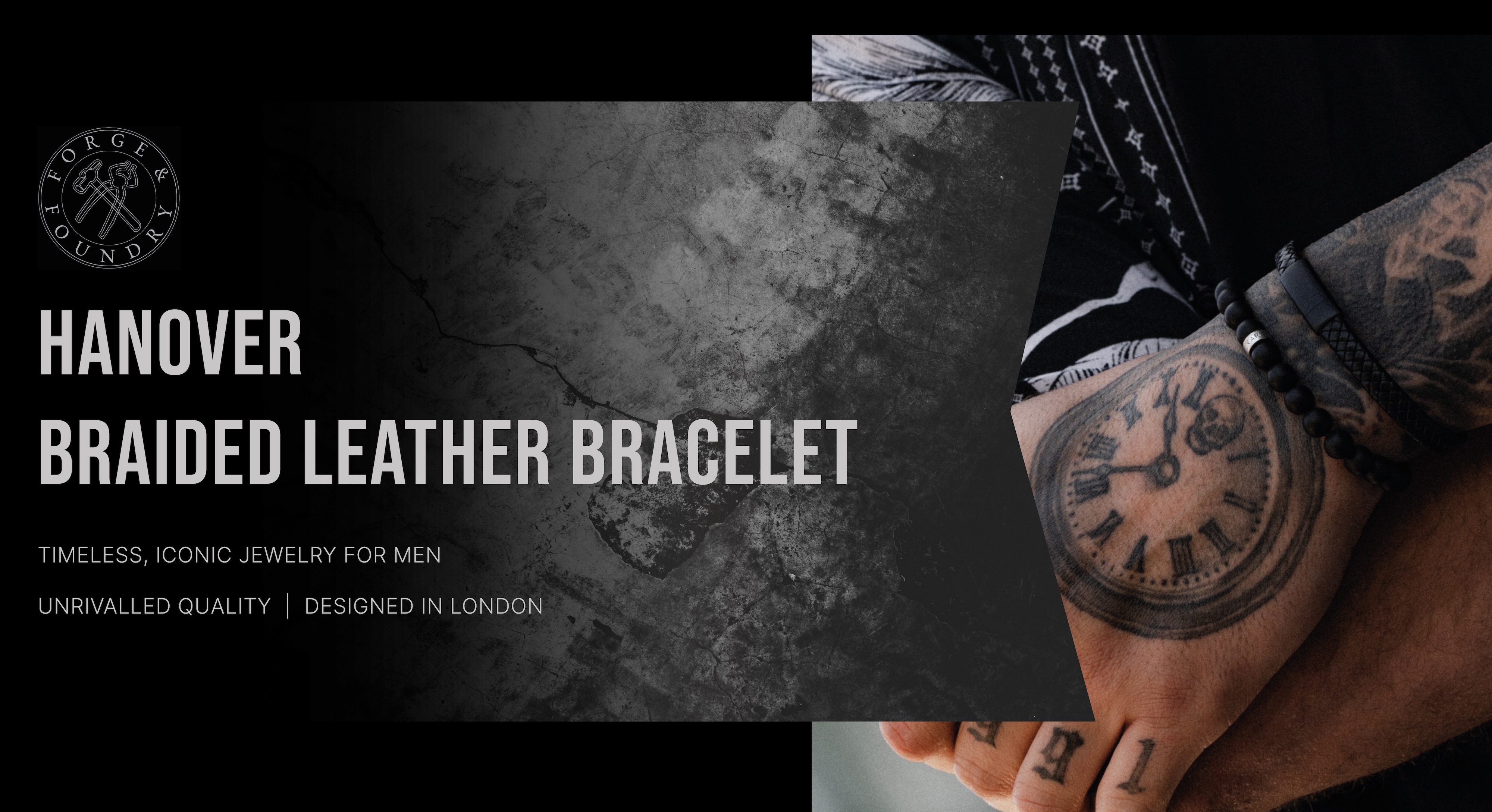 VUIFONGS - Pulsera De Piel De Revestimiento Múltiple Con Abalorio Para Hombre, Cierre De Acero