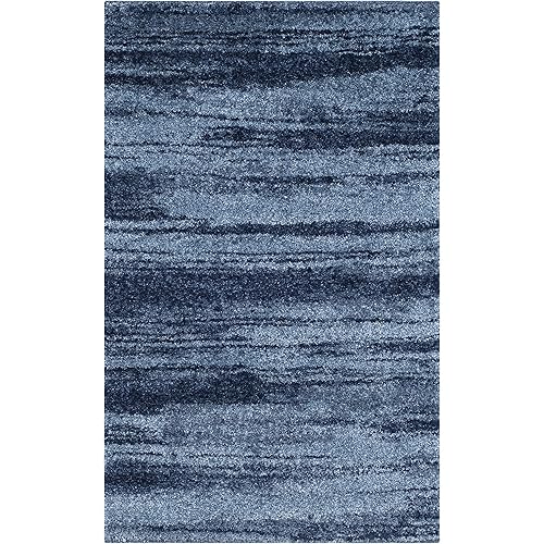 SAFAVIEH Retro Collection 2'3" x 5' Light Blue/Blue RET2693 Modern Abstract Non-Shedding Living Room Bedroom Runner Rug